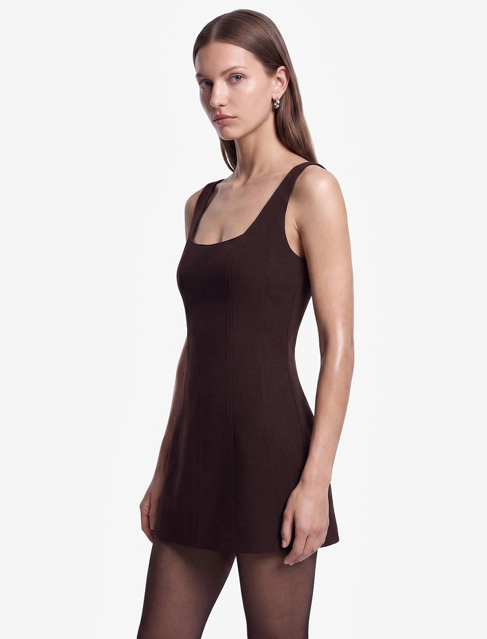  Regular Fit A Kesim Kare Yaka Kolsuz Mini Elbise