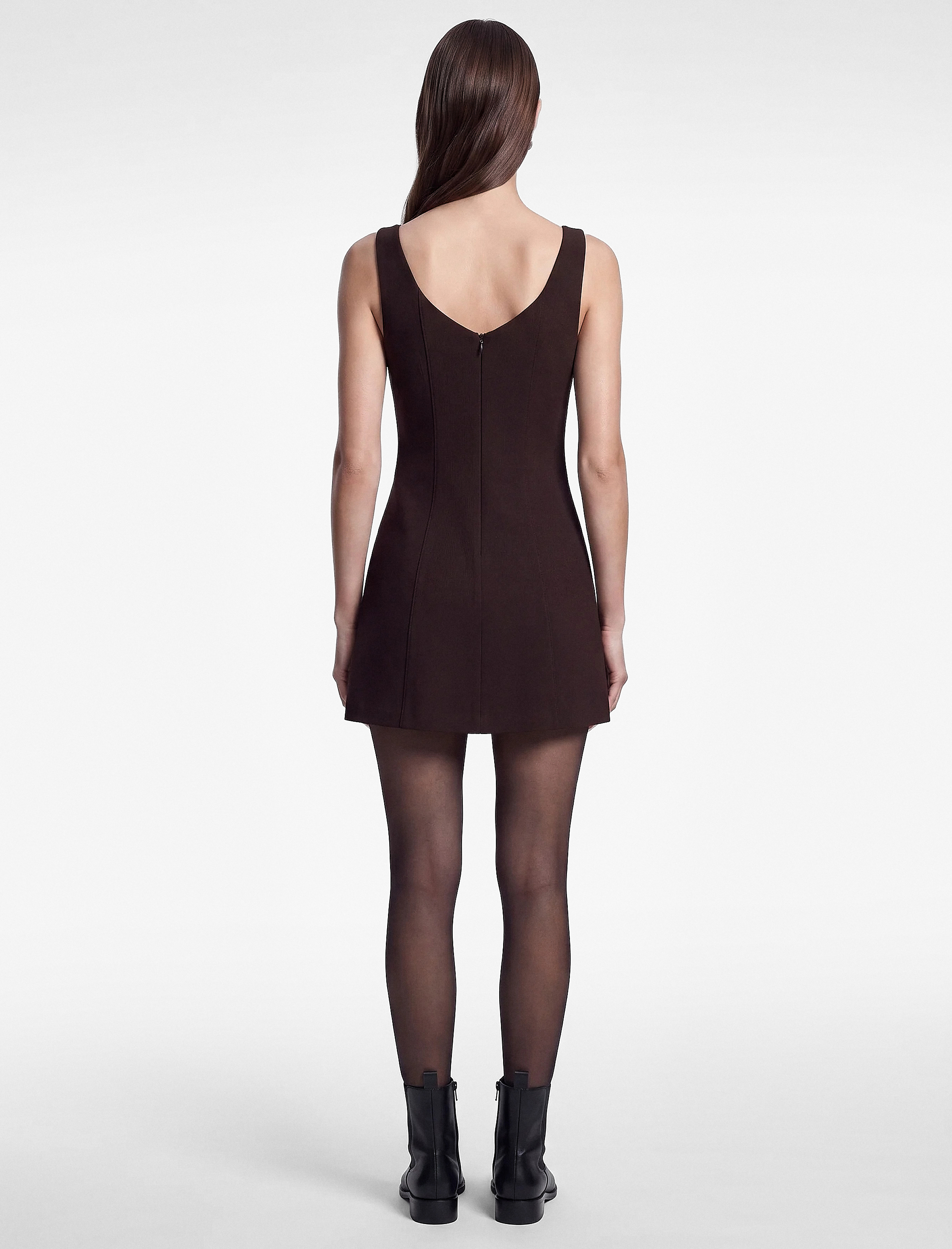   Regular Fit A Kesim Kare Yaka Kolsuz Mini Elbise