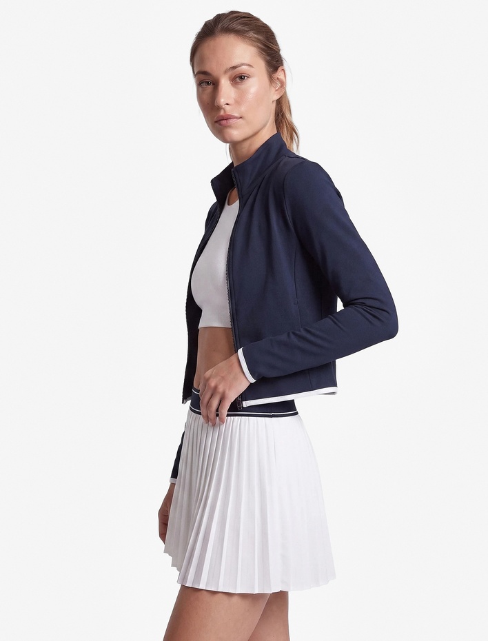  Slim Fit Biyeli Dik Yaka Fermuarlı Uzun Kollu Spor Tişört