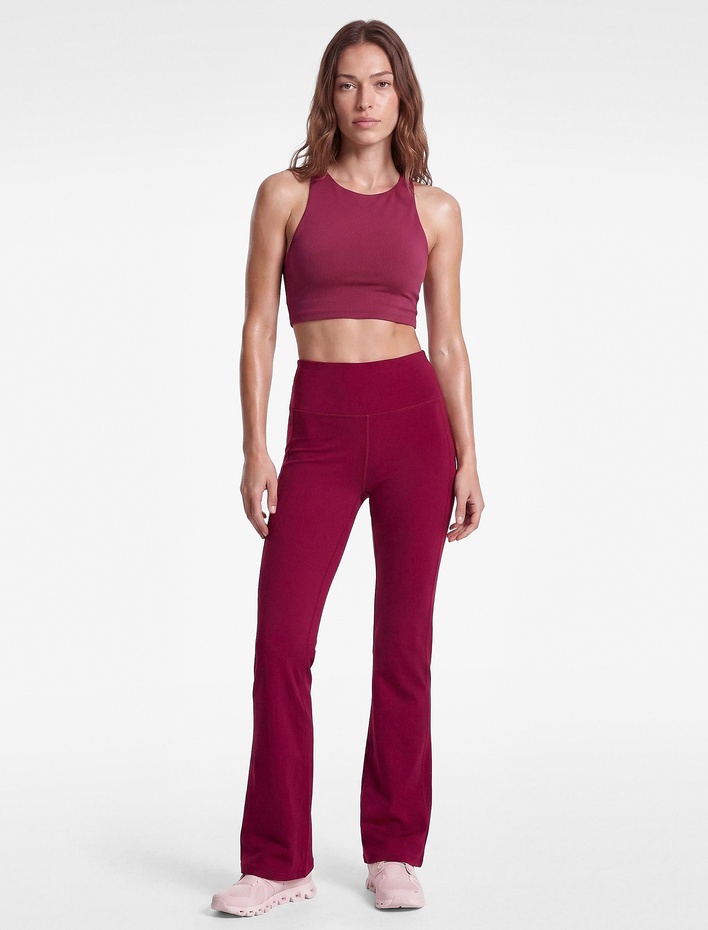  Yüksek Bel Slim Fit Dikiş Detaylı Spor İspanyol Paça Tayt