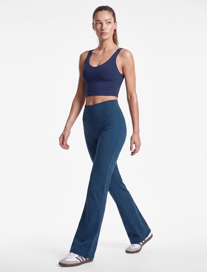  Yüksek Bel Slim Fit Dikiş Detaylı Spor İspanyol Paça Tayt