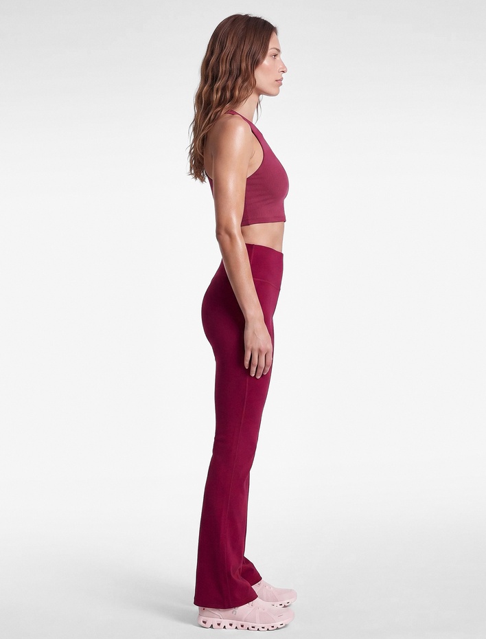  Yüksek Bel Slim Fit Dikiş Detaylı Spor İspanyol Paça Tayt