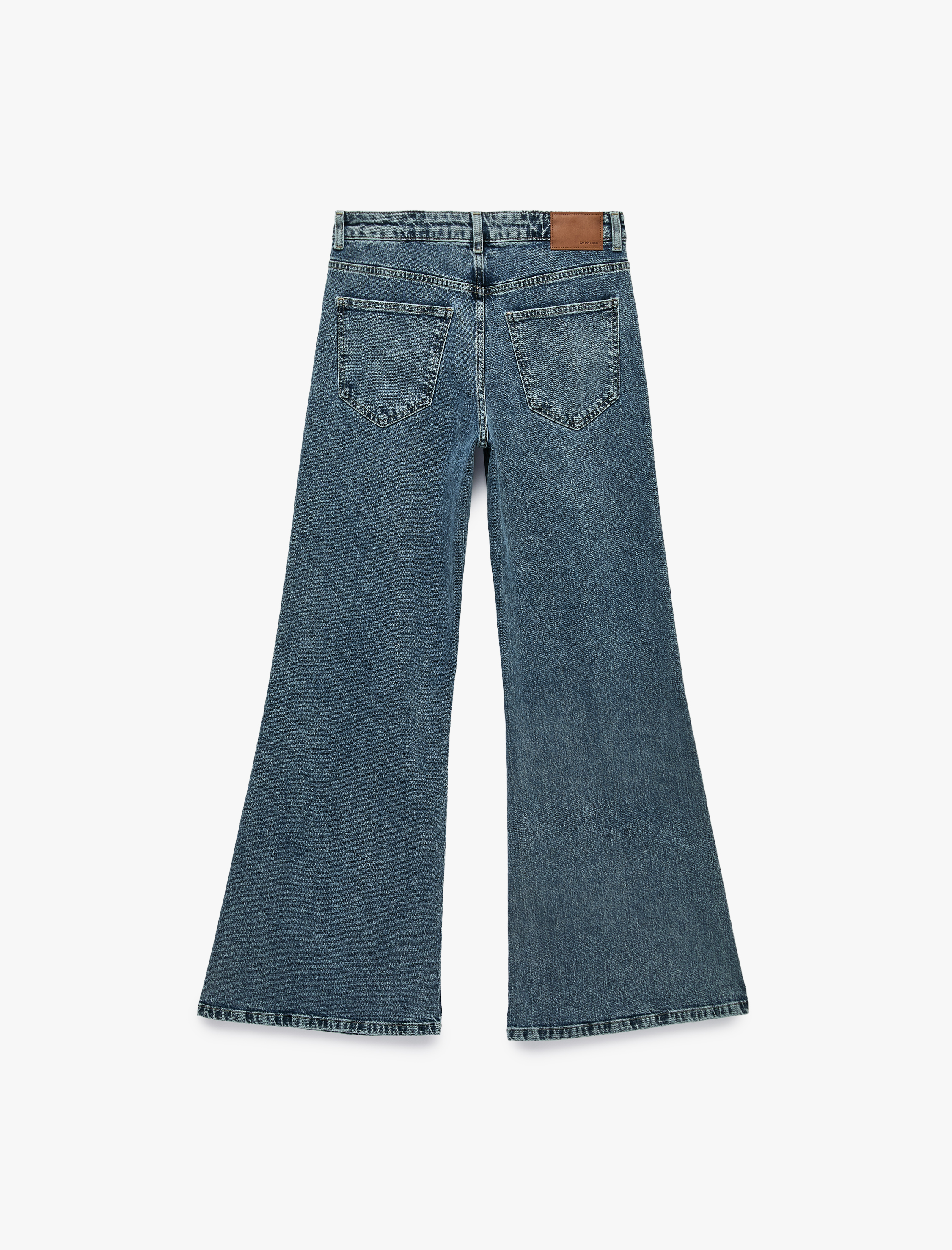   Normal Bel Düğmeli Cepli İspanyol Paça Denim Pantolon - Flare Jeans