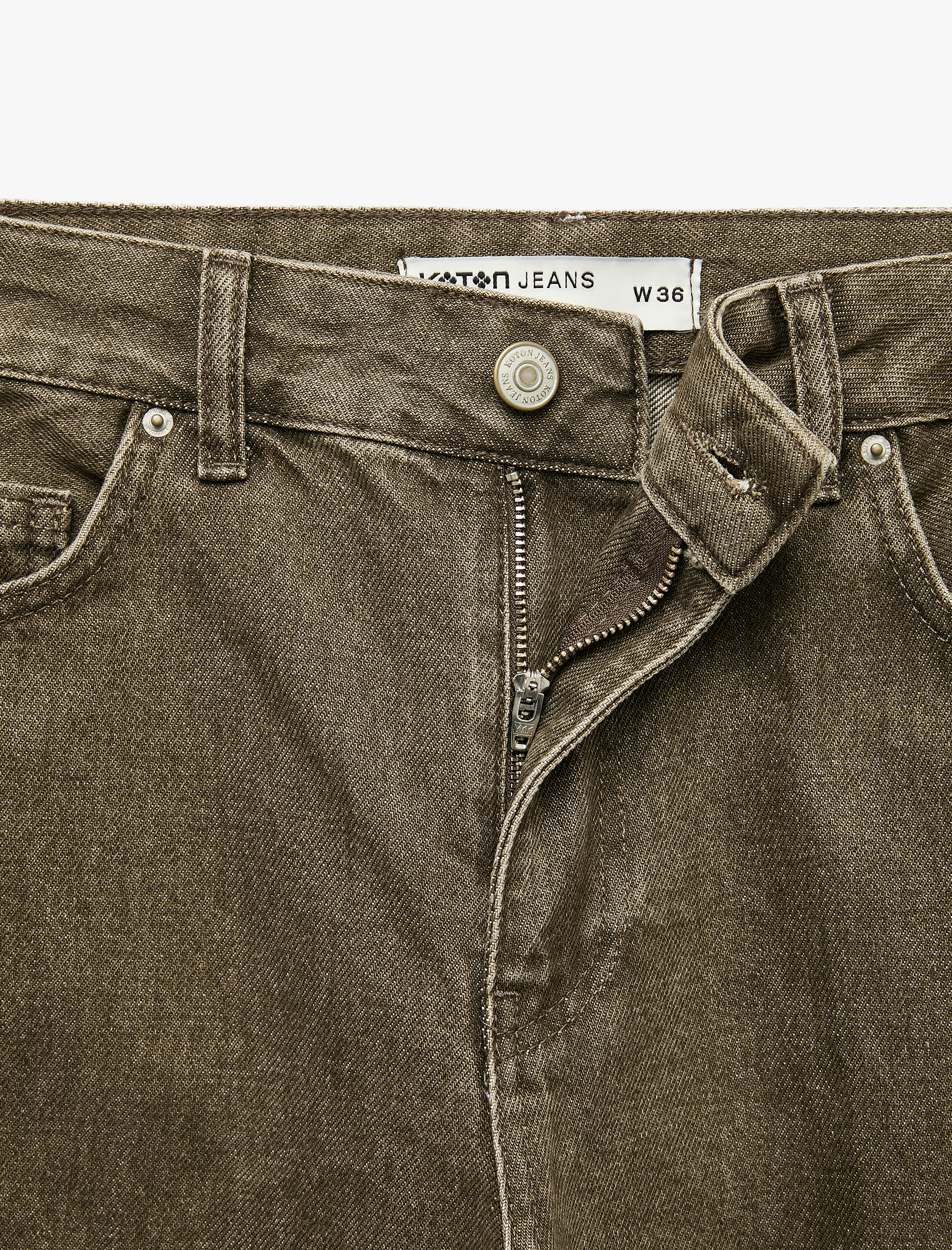   Normal Bel Uzun Düz Paça Cepli Düğmeli Denim Pantolon - Longer Straight Fit Jeans