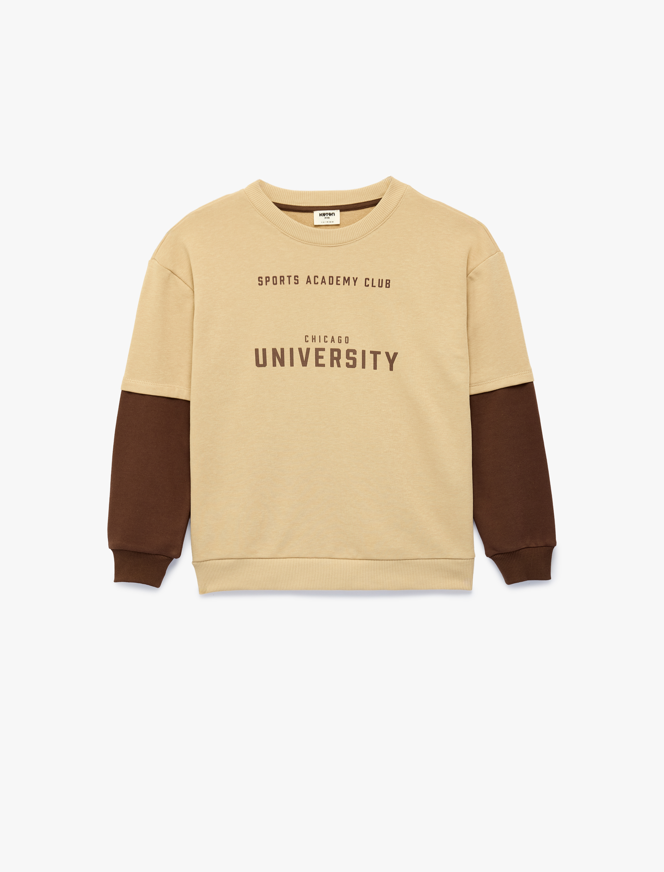  Erkek Çocuk Renk Kontrastlı Bisiklet Yaka Uzun Kollu Baskılı Sweatshirt