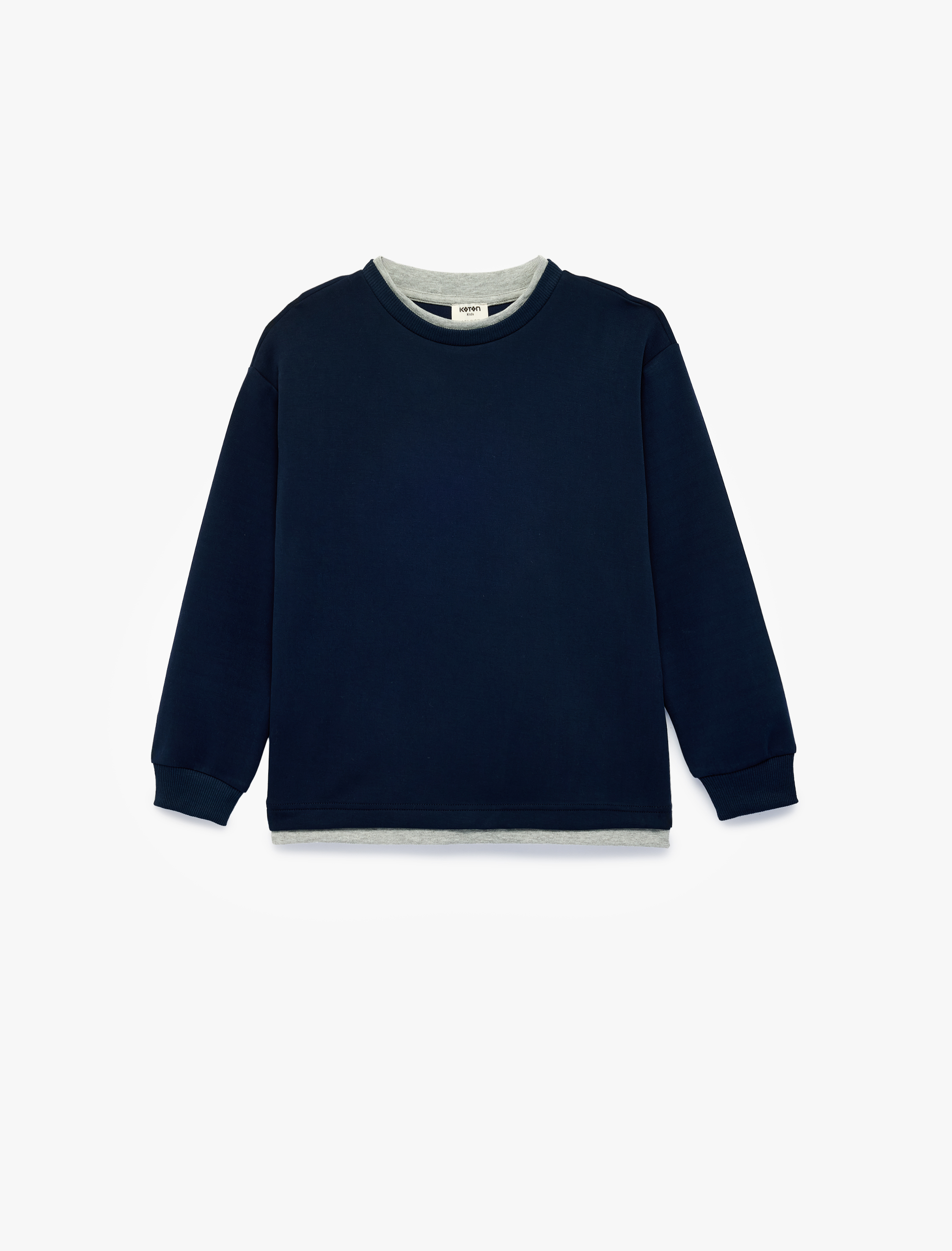  Erkek Çocuk Viskon Karışımlı Bisiklet Yaka Uzun Kollu Okul Sweatshirt