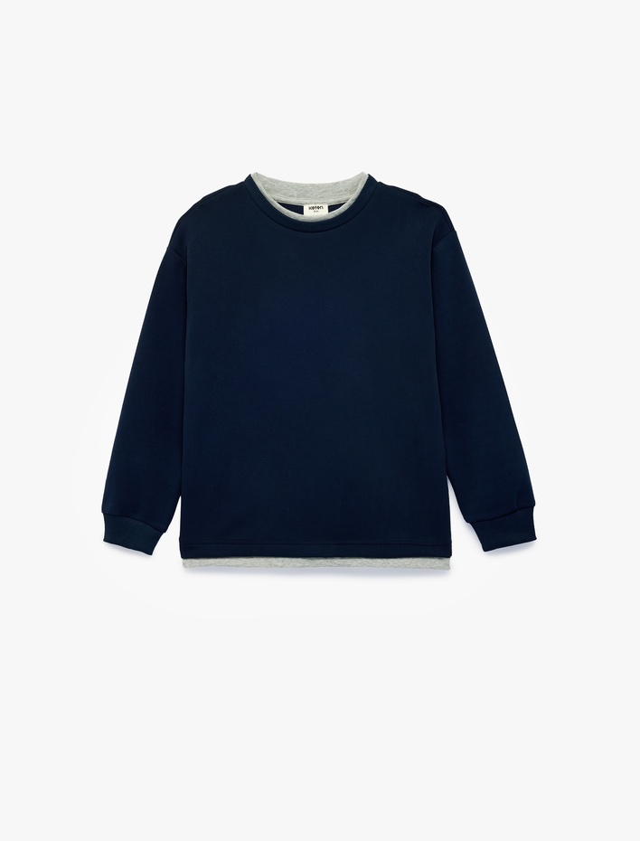 Erkek Çocuk Viskon Karışımlı Bisiklet Yaka Uzun Kollu Sweatshirt