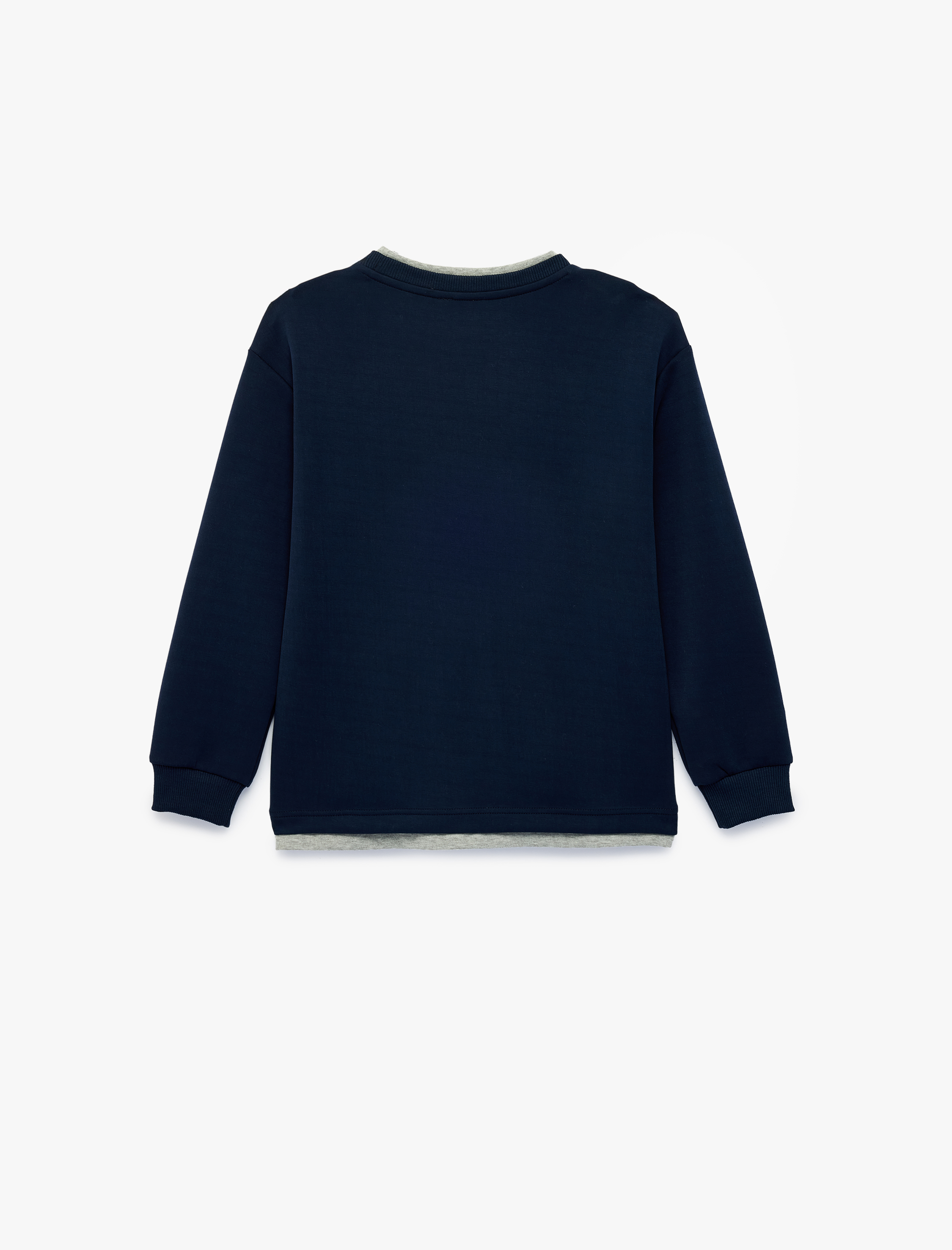  Erkek Çocuk Viskon Karışımlı Bisiklet Yaka Uzun Kollu Okul Sweatshirt
