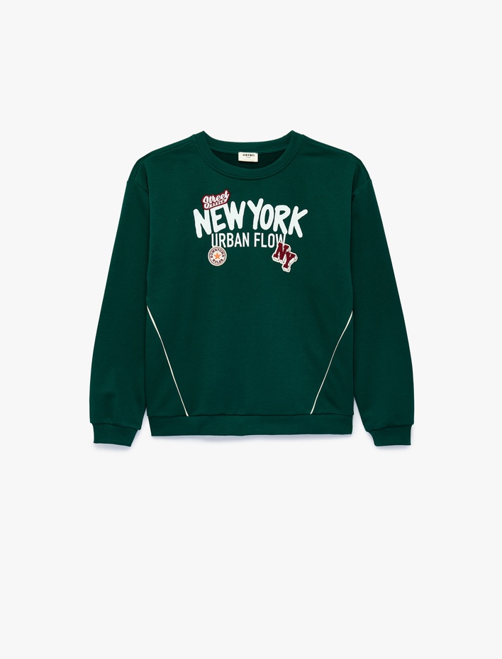 Erkek Çocuk Üç İplik Uzun Kollu Bisiklet Yaka Baskılı Sweatshirt