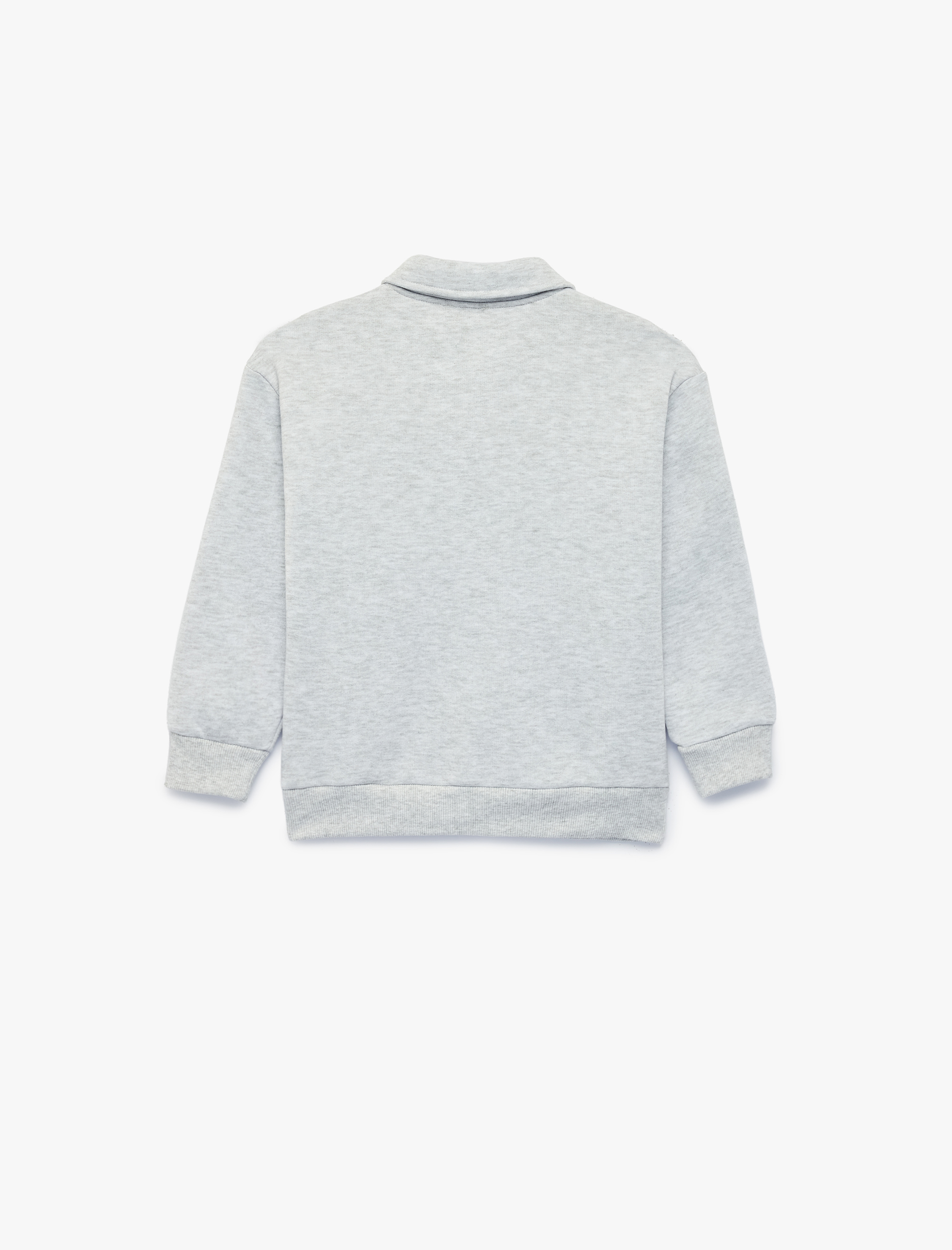  Erkek Çocuk Üç İplik Şardonlu Baskılı Düğmeli Polo Yaka Sweatshirt