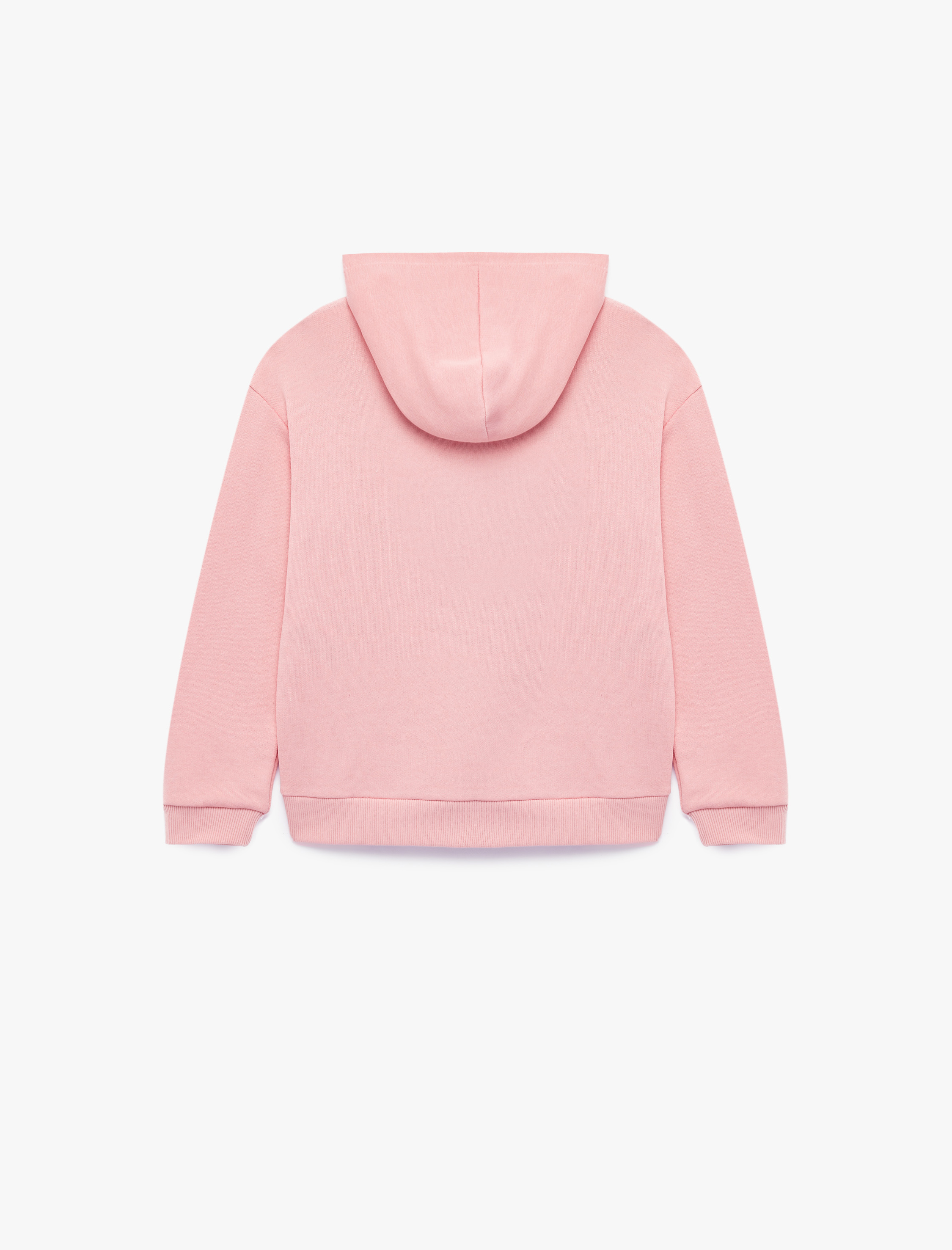  Kız Çocuk Cep Detaylı Uzun Kollu Baskılı Oversize Kapşonlu Fermuarlı Sweatshirt