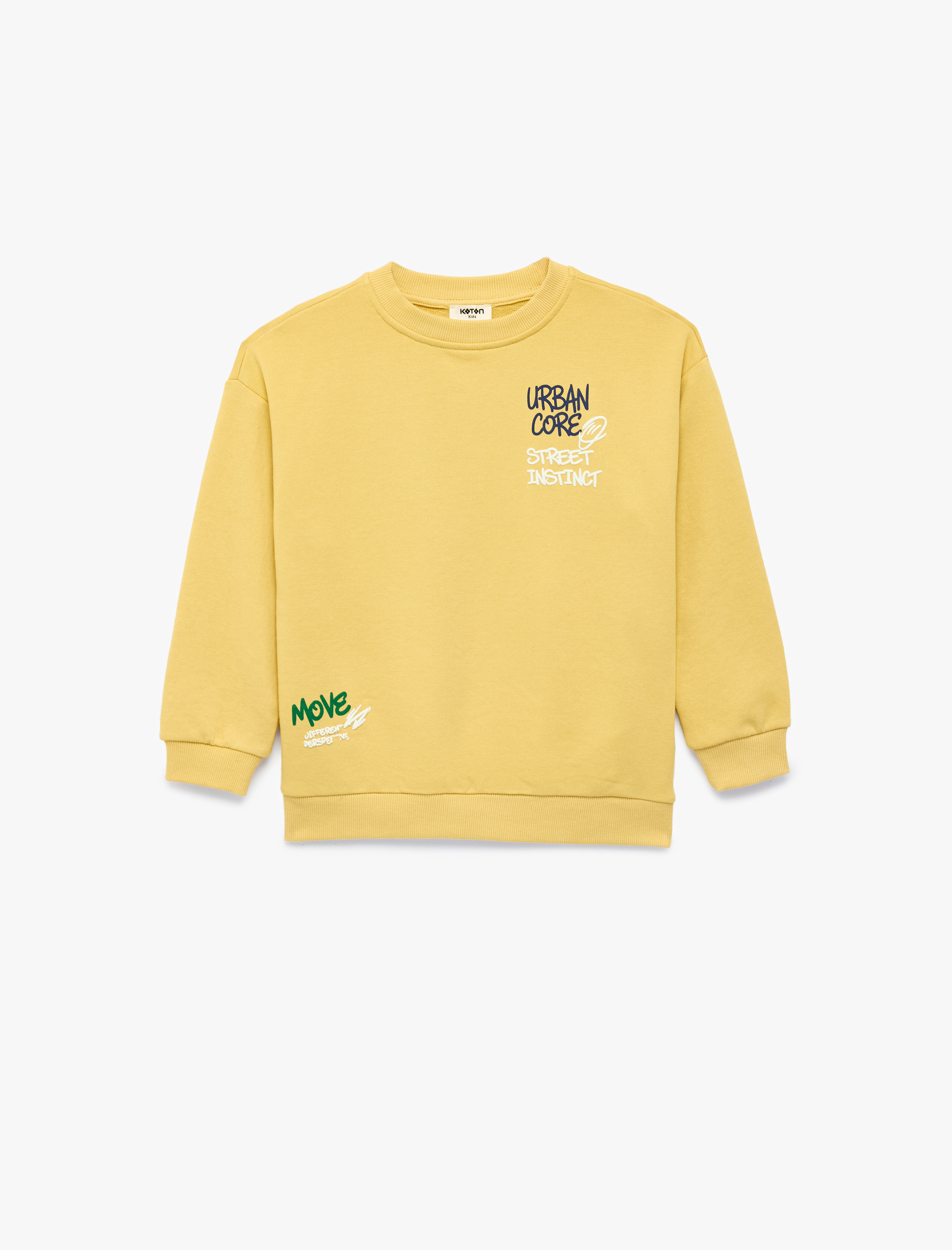  Erkek Çocuk Üç İplik Bisiklet Yaka Uzun Kollu Arkası Baskılı Sweatshirt