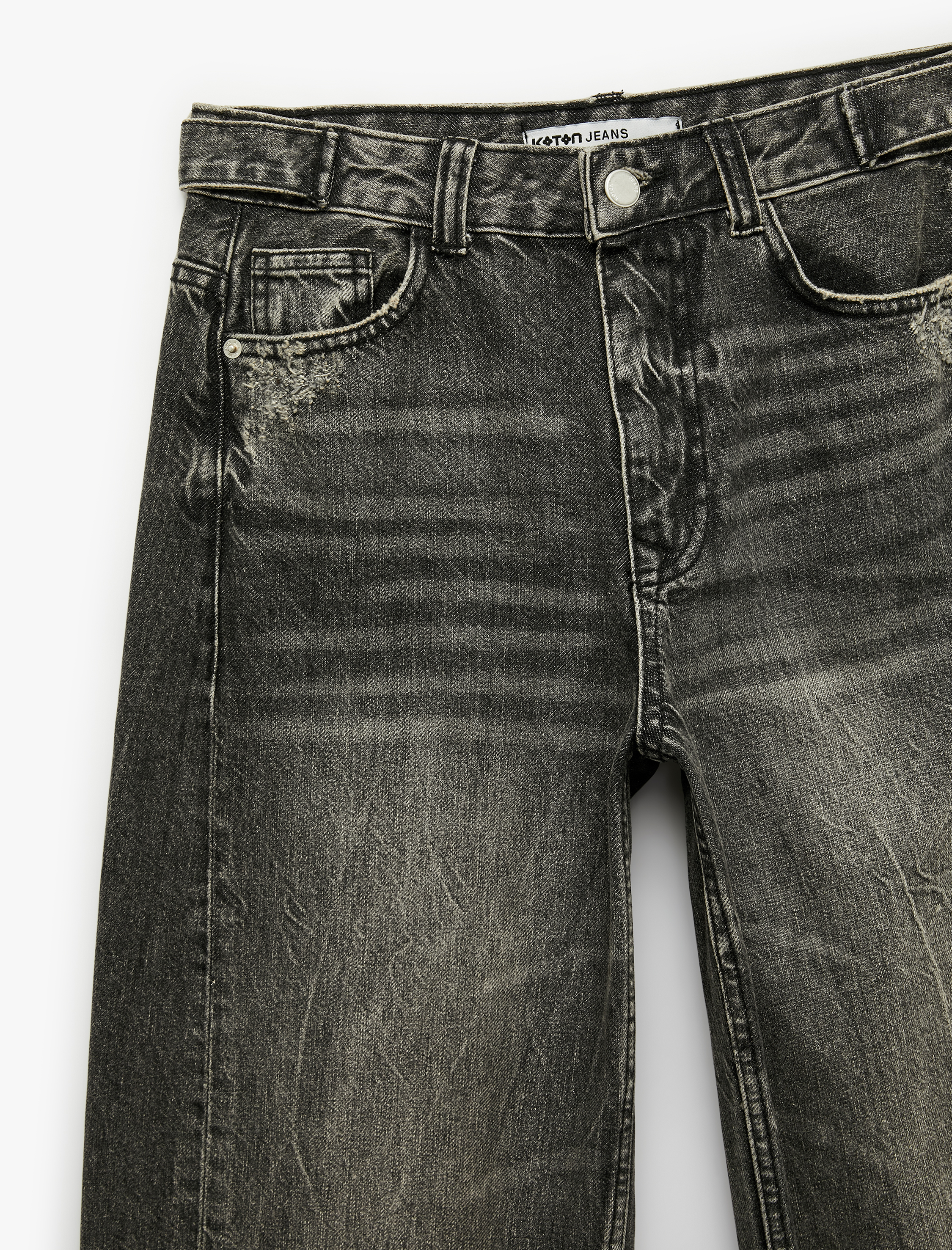   Yıkamalı Dikiş Detaylı Düğmeli Rahat Kalıp Balon Fit Barrel Denim Pantolon - Barrel Jeans