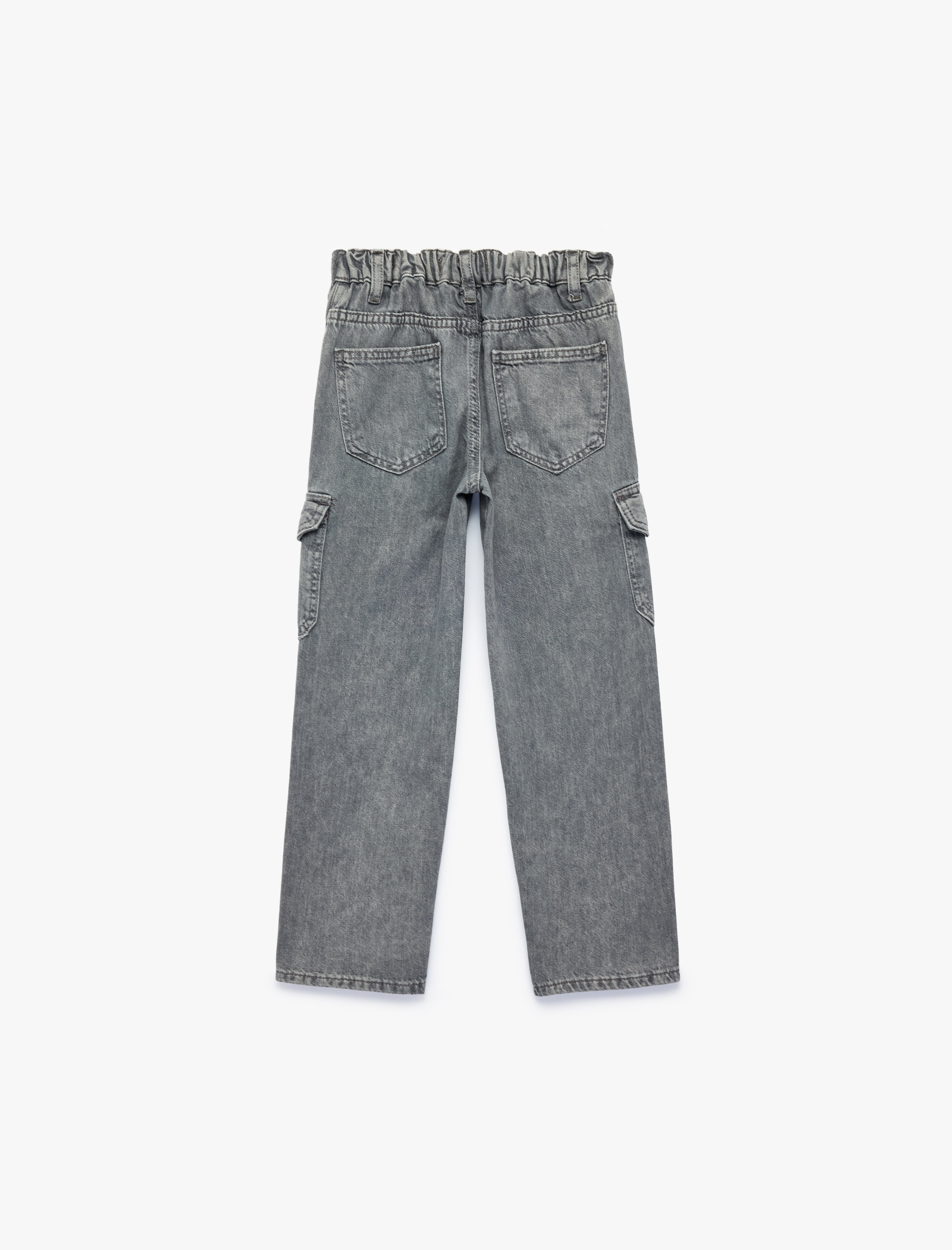  Erkek Çocuk Cep Detaylı Loose Fit Pamuklu Denim Kargo Pantolon - Cargo Jeans