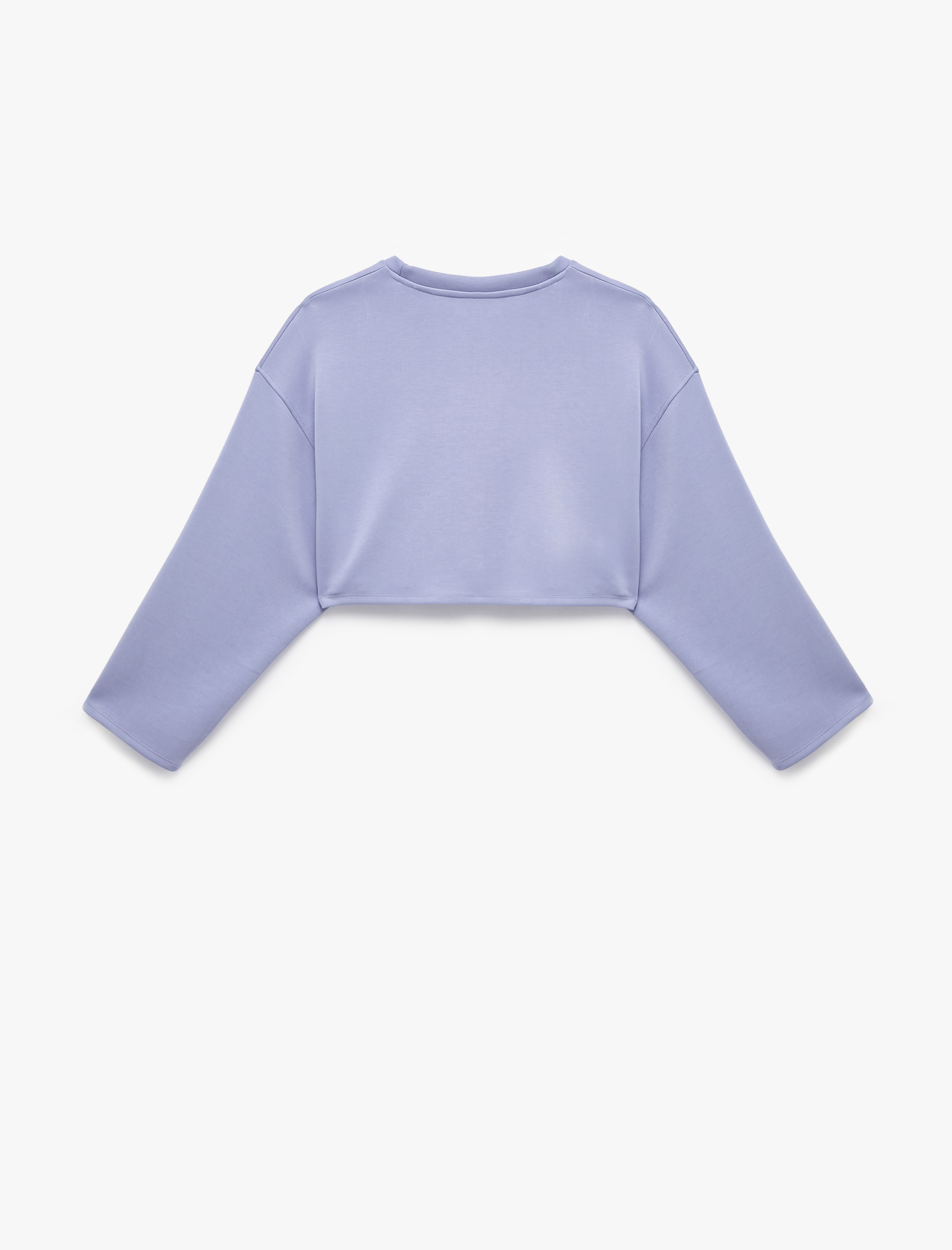   Uzun Kollu Bisiklet Yaka Spor Crop Sweatshirt