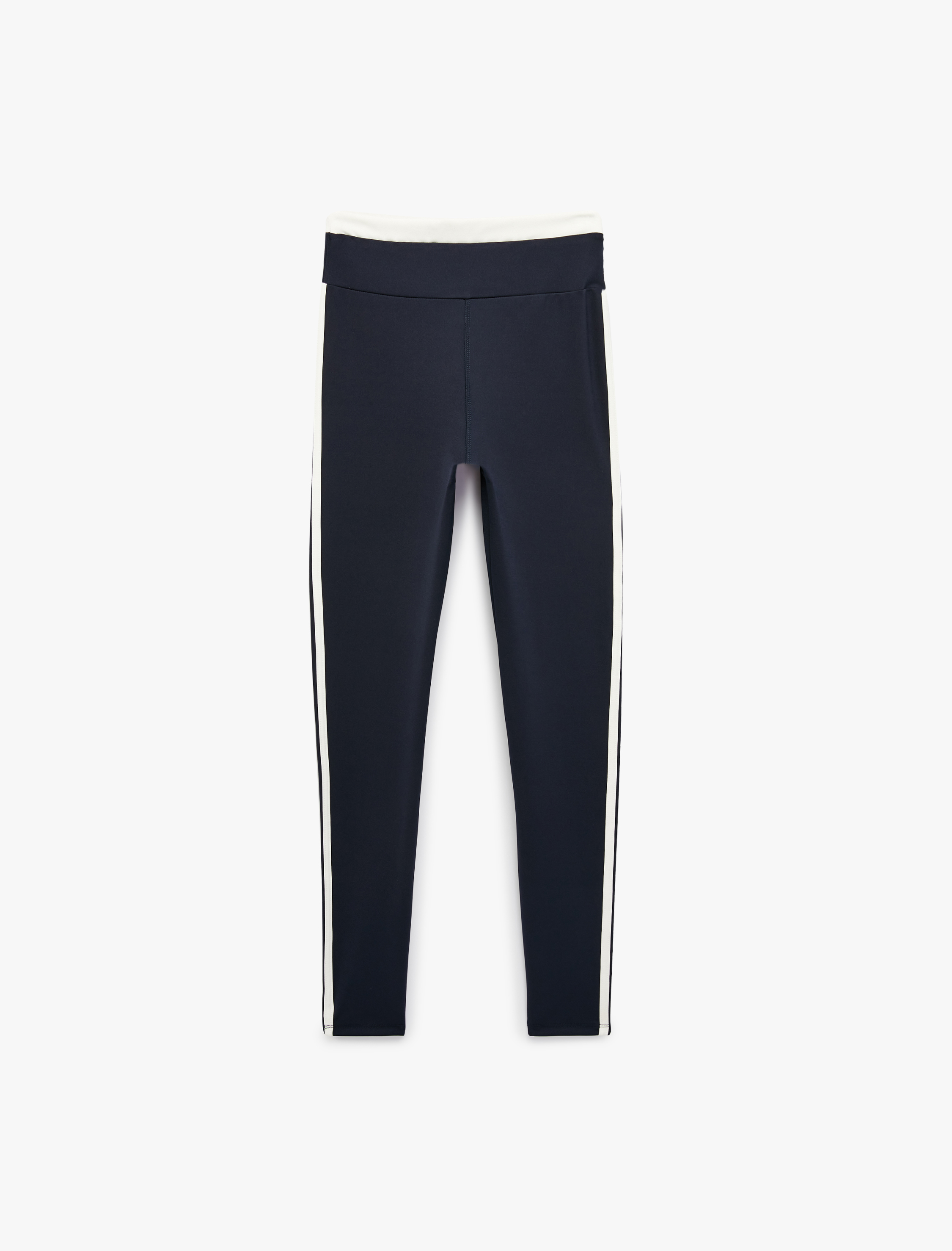   Slim Fit Yüksek Bel Şerit Detaylı Spor Tayt