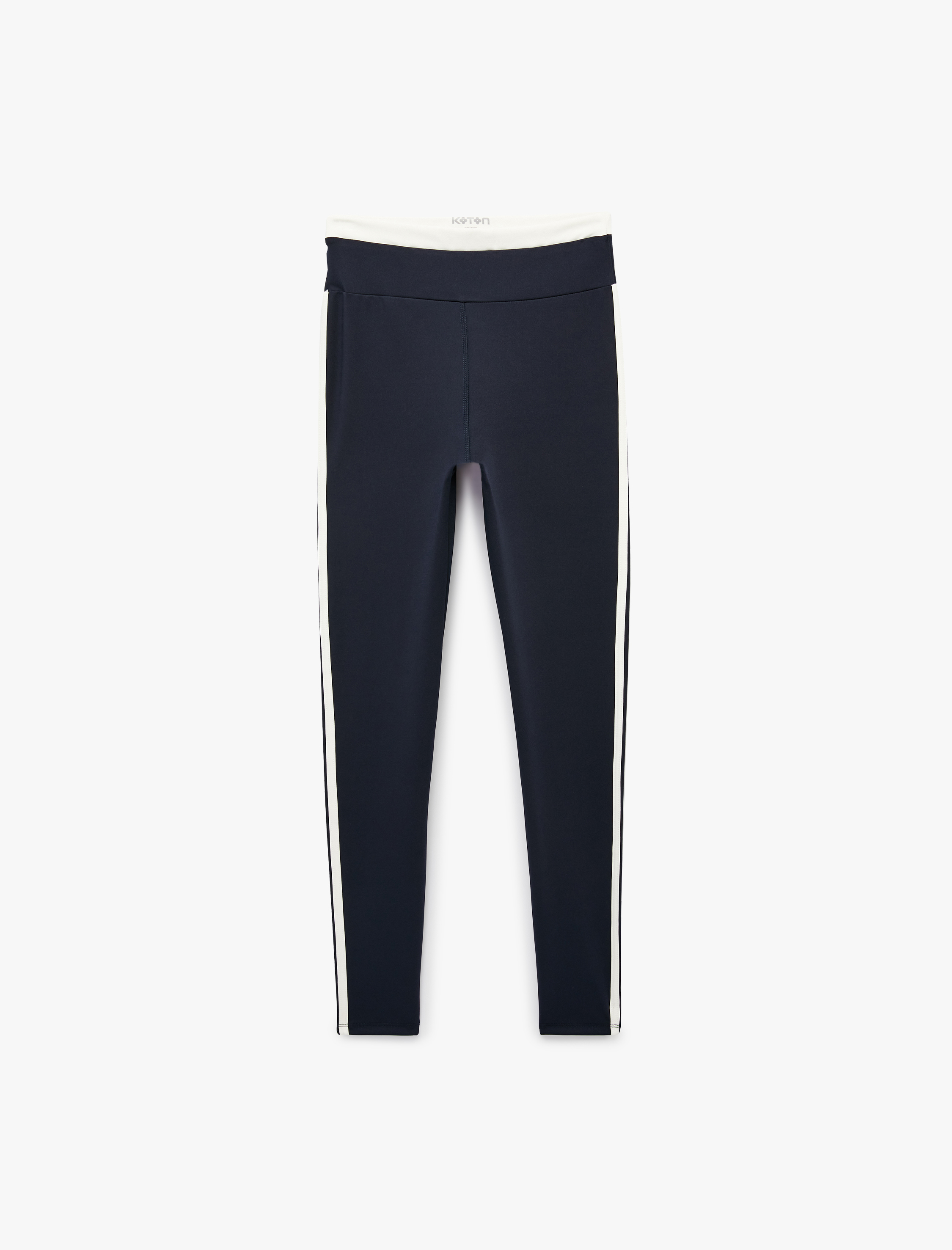   Slim Fit Yüksek Bel Şerit Detaylı Spor Tayt