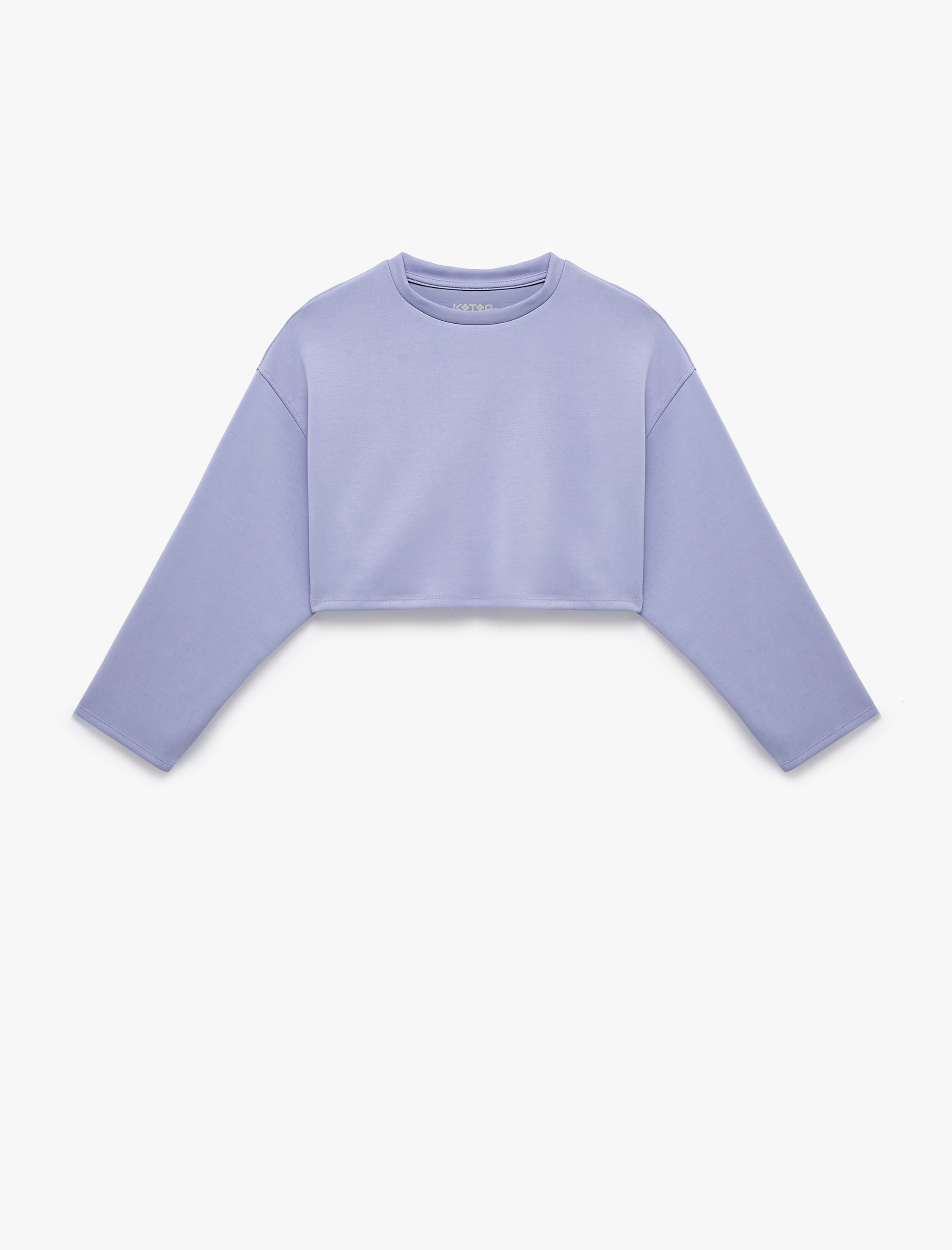   Uzun Kollu Bisiklet Yaka Spor Crop Sweatshirt
