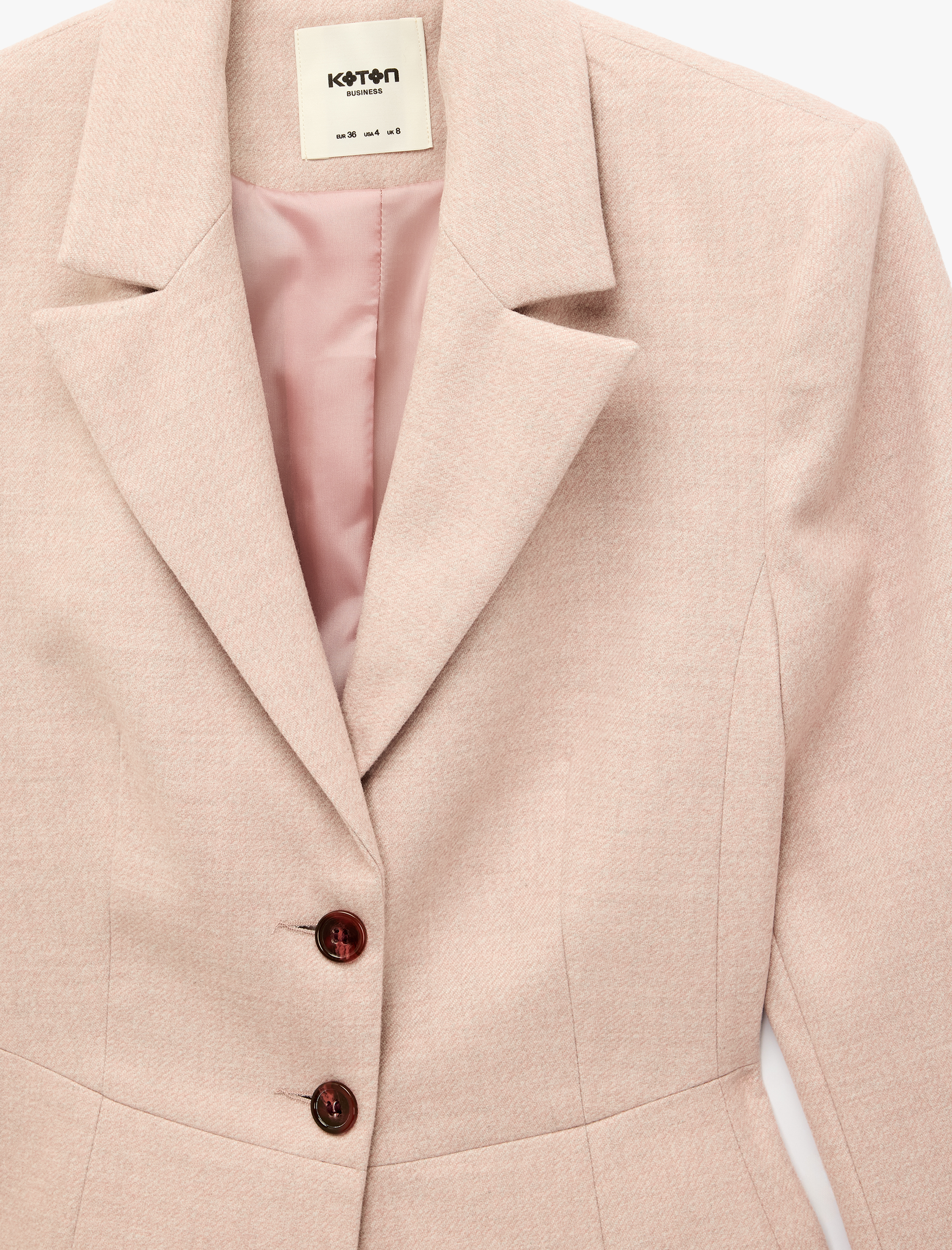   Geniş Yaka Cep Detaylı Düğmeli Blazer Ceket