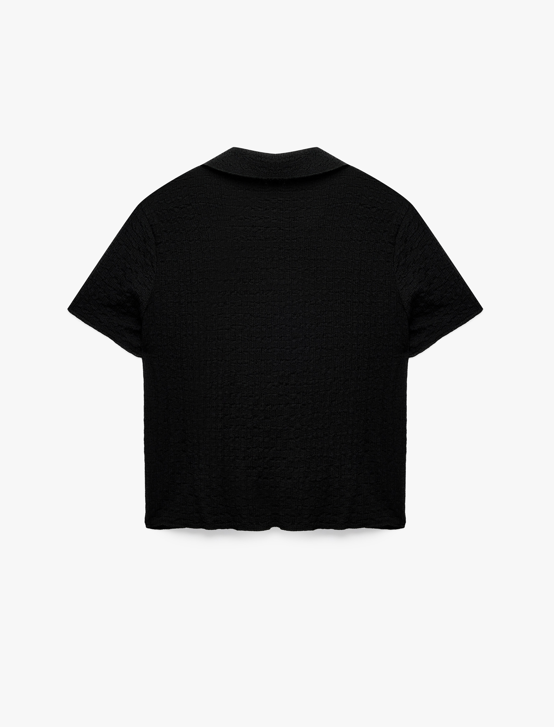  Slim Fit Bürümcük Kumaş Dokulu Kısa Kollu Düğmeli Polo Yaka Tişört