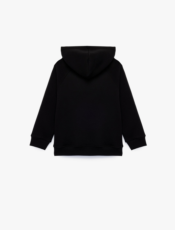 Erkek Çocuk Baskı Detaylı Pamuklu Cepli Üç İplik Şardonlu Kapşonlu Fermuarlı Sweatshirt