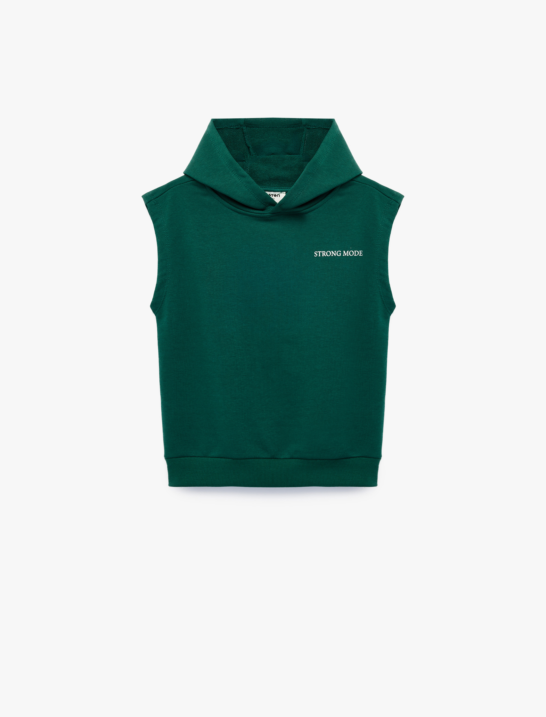  Erkek Çocuk Üç İplik Baskılı Oversize Kapşonlu Kolsuz Sweatshirt