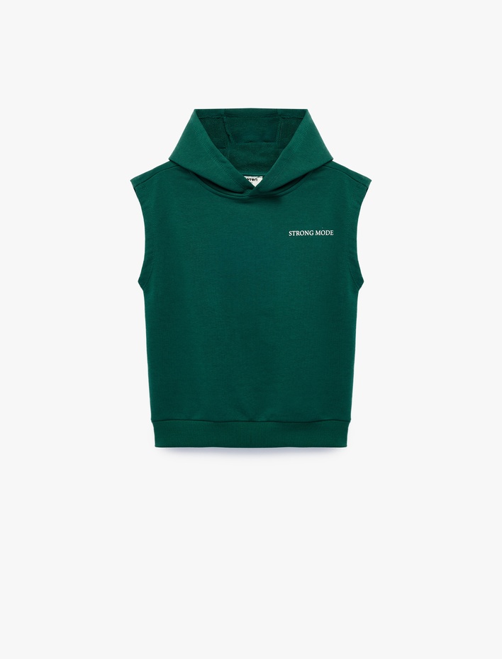 Erkek Çocuk Üç İplik Baskılı Oversize Kapşonlu Kolsuz Sweatshirt