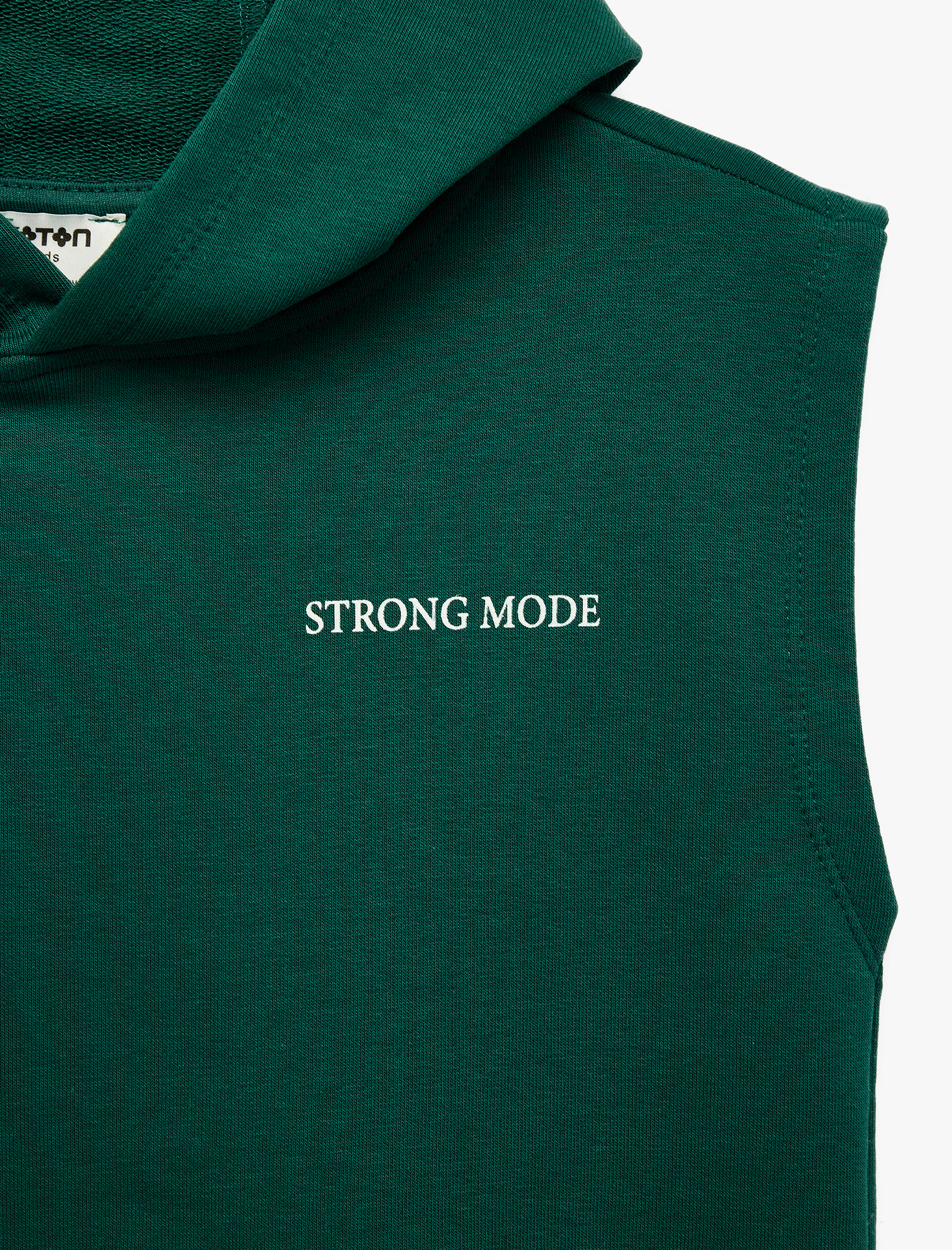  Erkek Çocuk Üç İplik Baskılı Oversize Kapşonlu Kolsuz Sweatshirt