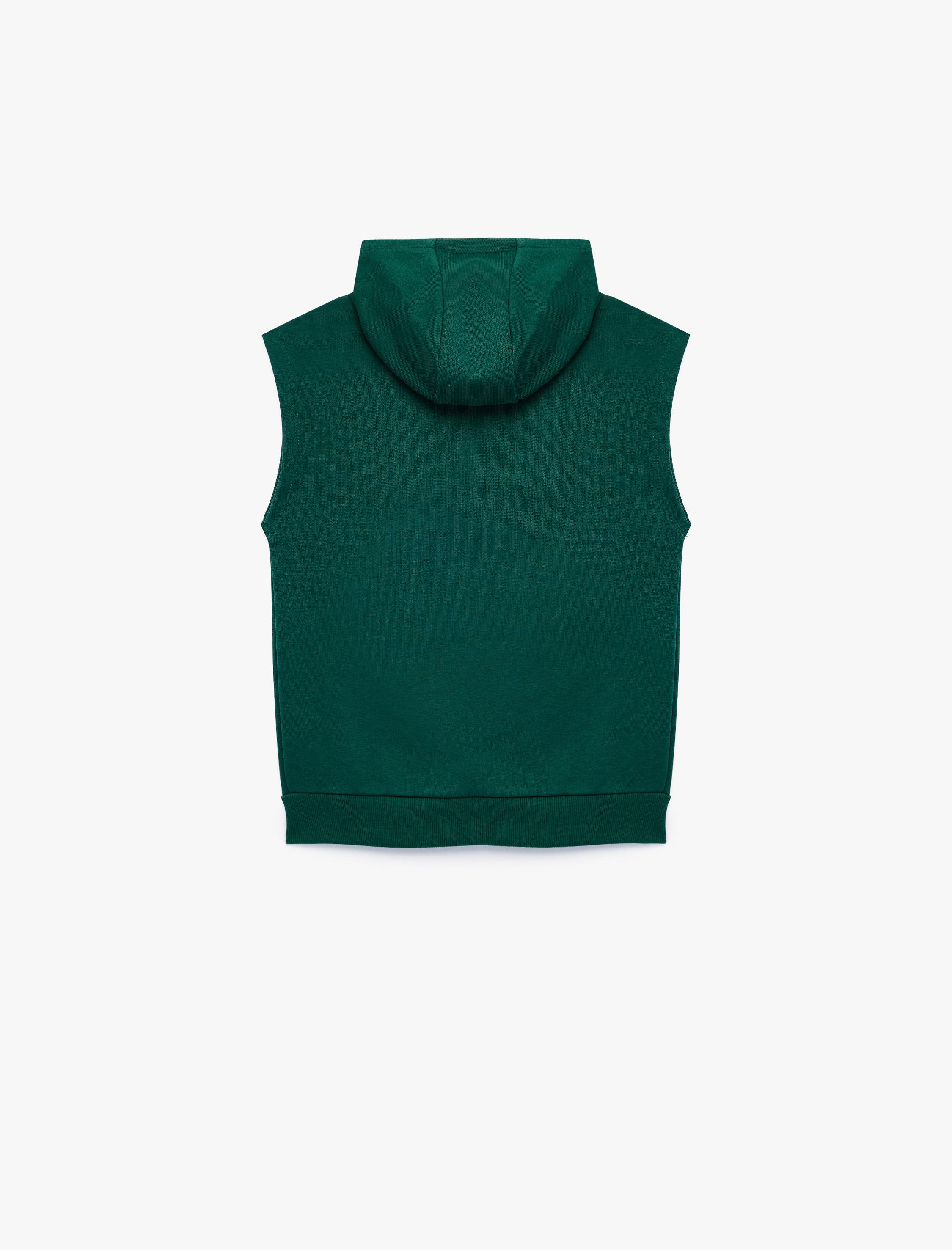  Erkek Çocuk Üç İplik Baskılı Oversize Kapşonlu Kolsuz Sweatshirt