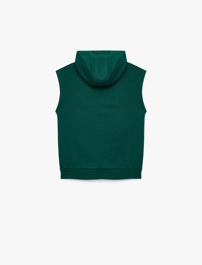 Erkek Çocuk Üç İplik Baskılı Oversize Kapşonlu Kolsuz Sweatshirt