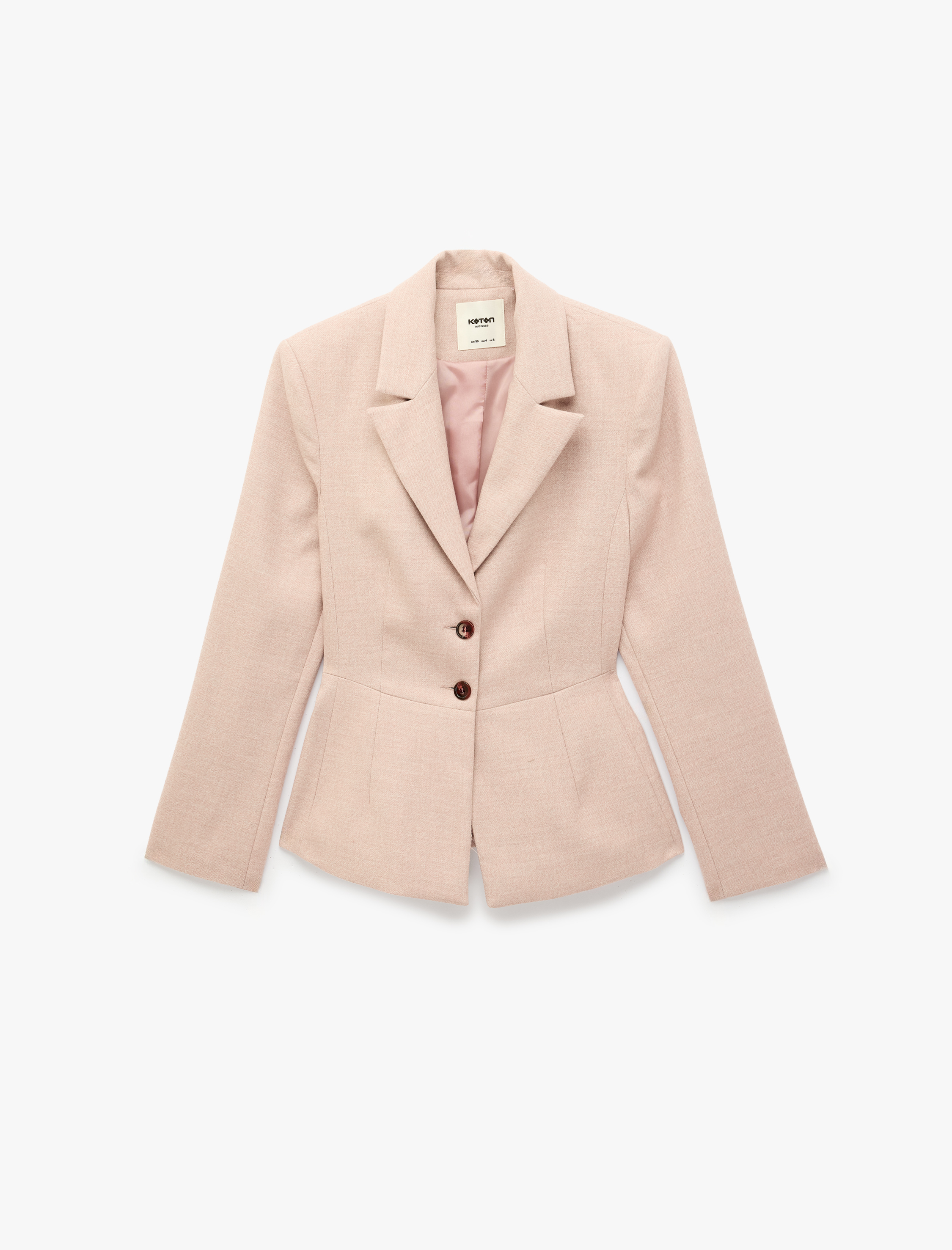   Geniş Yaka Cep Detaylı Düğmeli Blazer Ceket