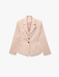 Geniş Yaka Cep Detaylı Düğmeli Blazer Ceket