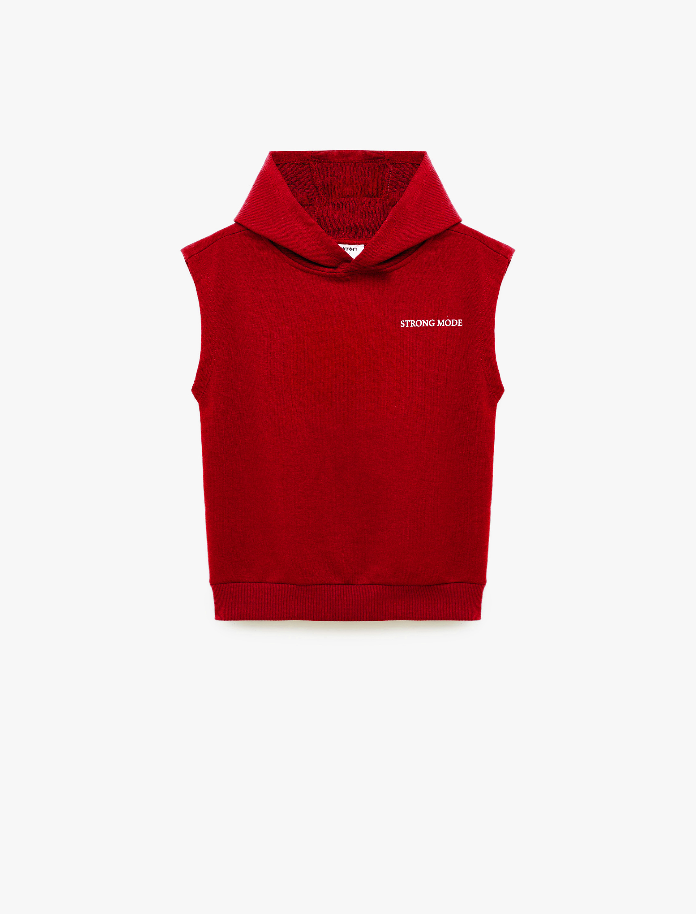  Erkek Çocuk Üç İplik Baskılı Oversize Kapşonlu Kolsuz Sweatshirt