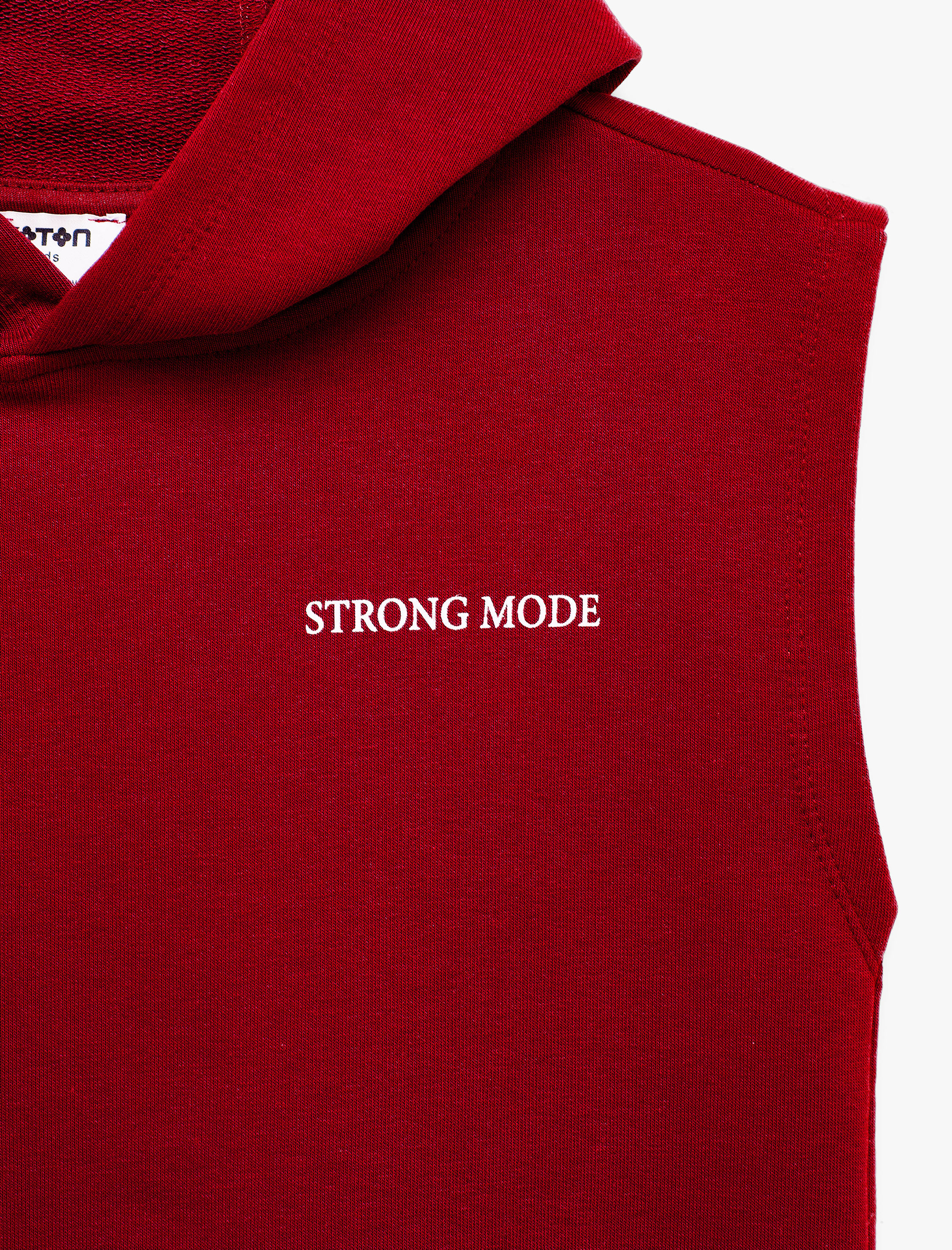  Erkek Çocuk Üç İplik Baskılı Oversize Kapşonlu Kolsuz Sweatshirt