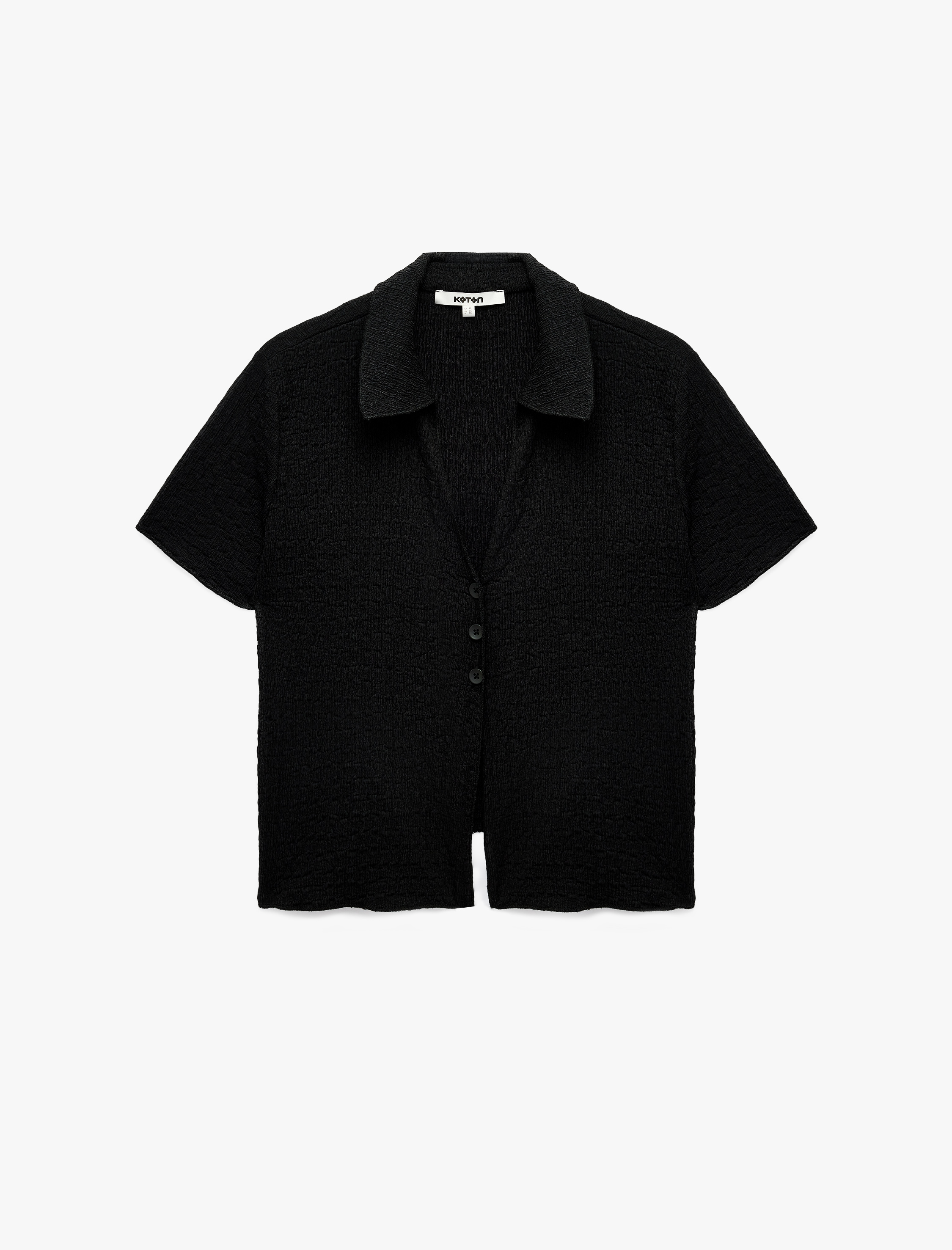  Slim Fit Bürümcük Kumaş Dokulu Kısa Kollu Düğmeli Polo Yaka Tişört