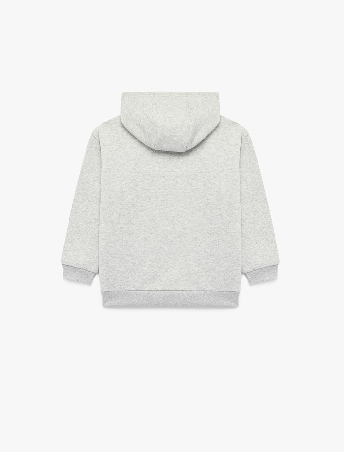 Erkek Çocuk Uzun Kollu Baskılı Şardonlu Kanguru Cep Kapşonlu Sweatshirt
