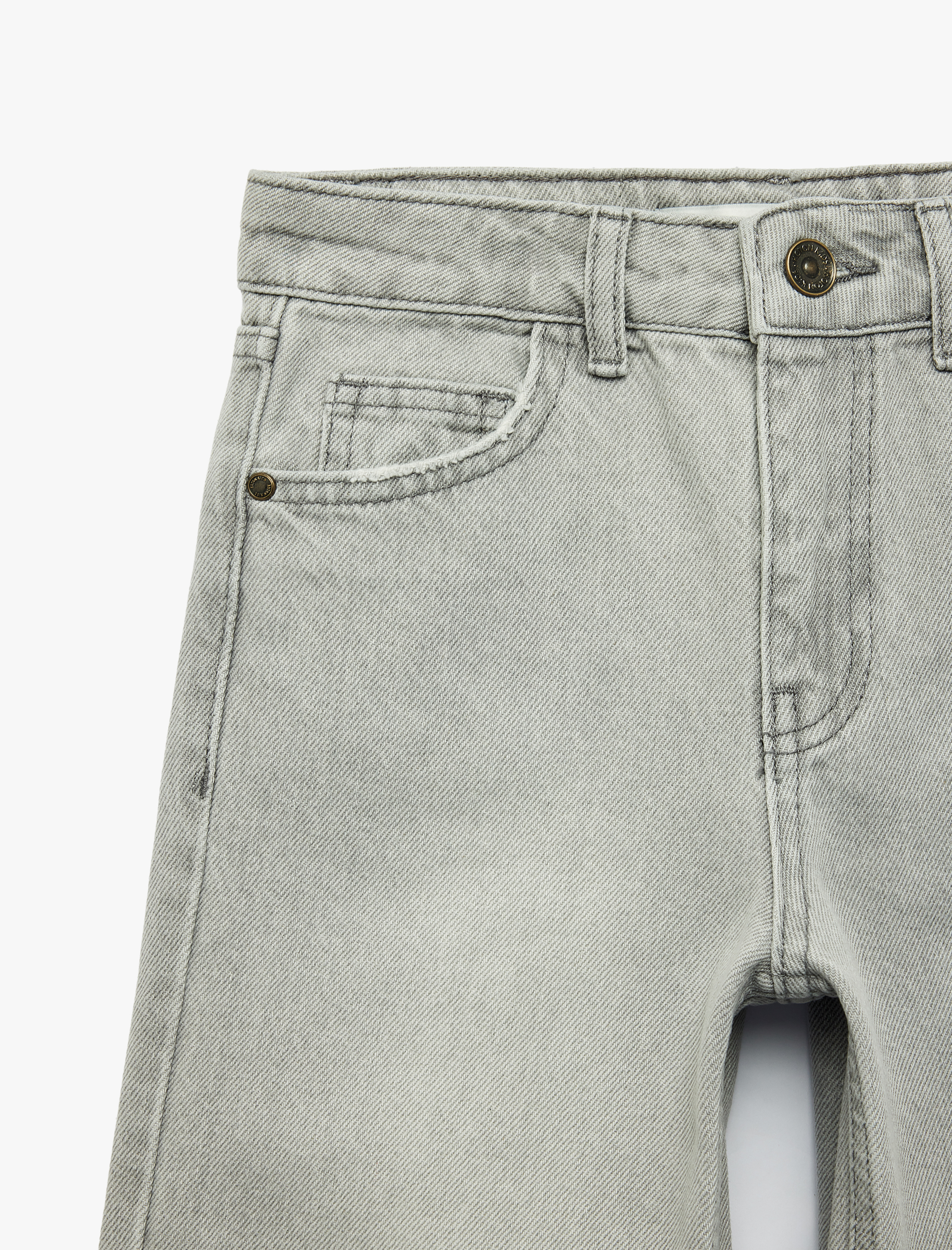  Kız Çocuk Pamuklu Cepli Geniş Paça Denim Pantolon