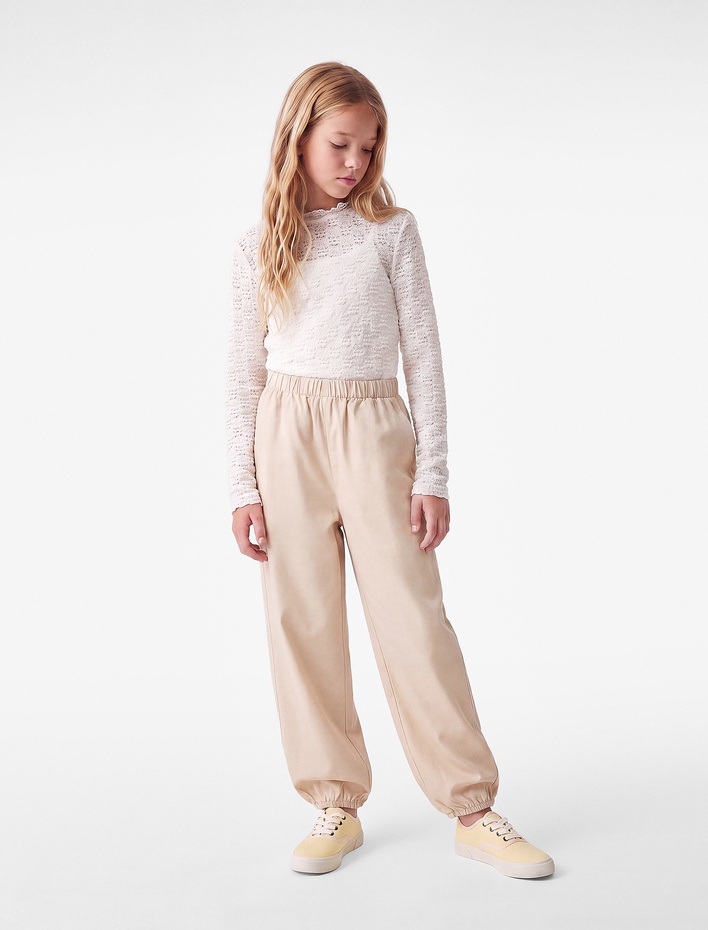 Kız Çocuk Bol Kesim Modal Karışımlı Loose Fit Şalvar Pantolon