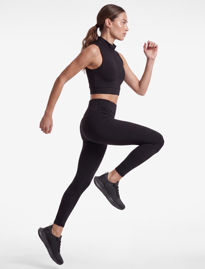  Yüksek Bel Slim Fit Dikiş Detaylı İnterlok Spor Tayt