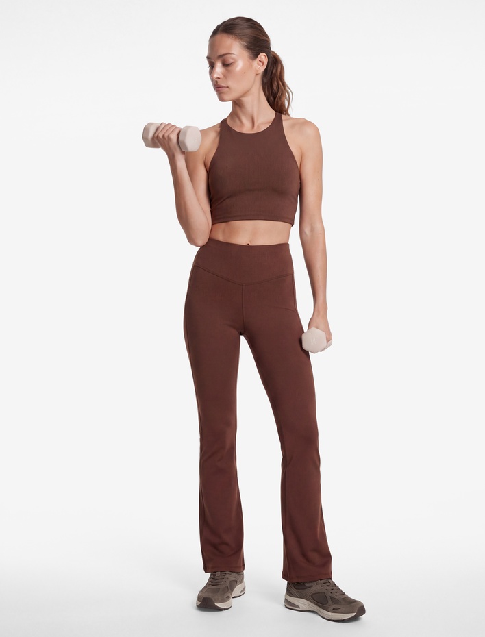  Yüksek Bel Dikiş Detaylı Slim Fit İspanyol Paça Spor Tayt