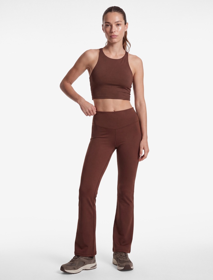  Yüksek Bel Dikiş Detaylı Slim Fit İspanyol Paça Spor Tayt