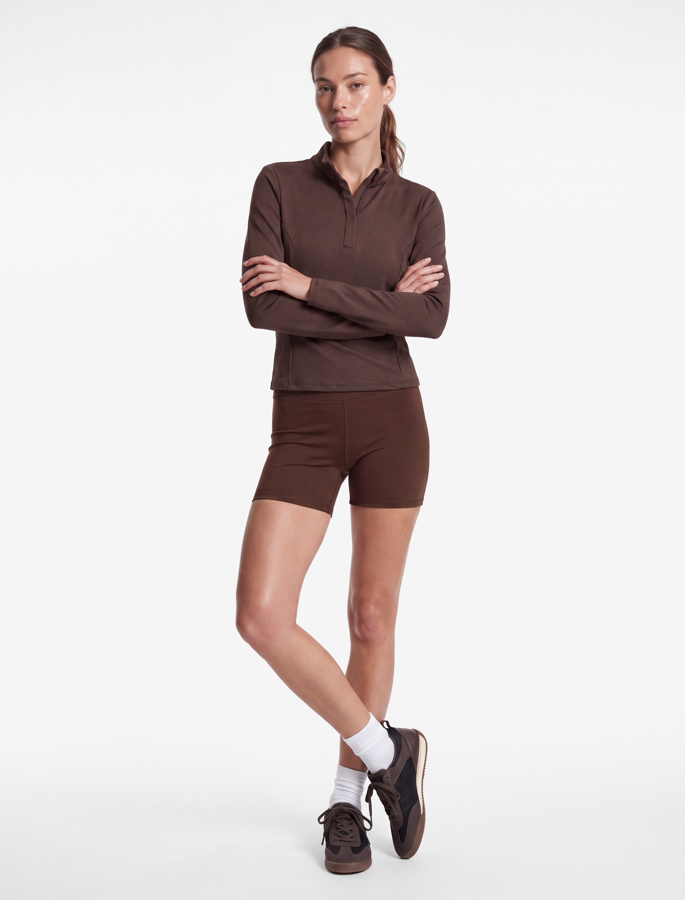   Dar Kesim Dik Yaka Uzun Kollu Bloklu Spor Sweatshirt