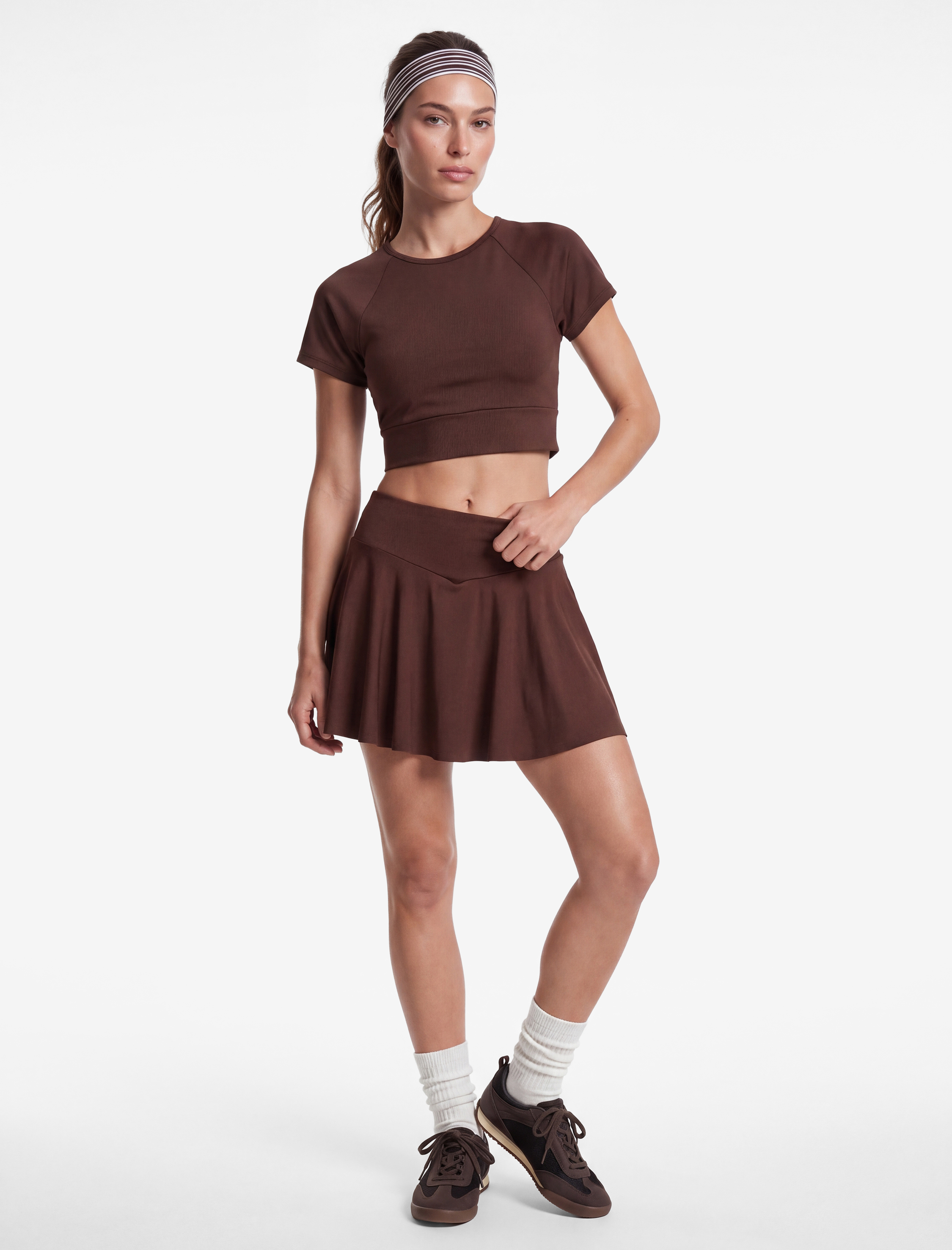   Bağlama Detaylı Slim Fit Bisiklet Yaka Kısa Kollu Crop Spor Tişört