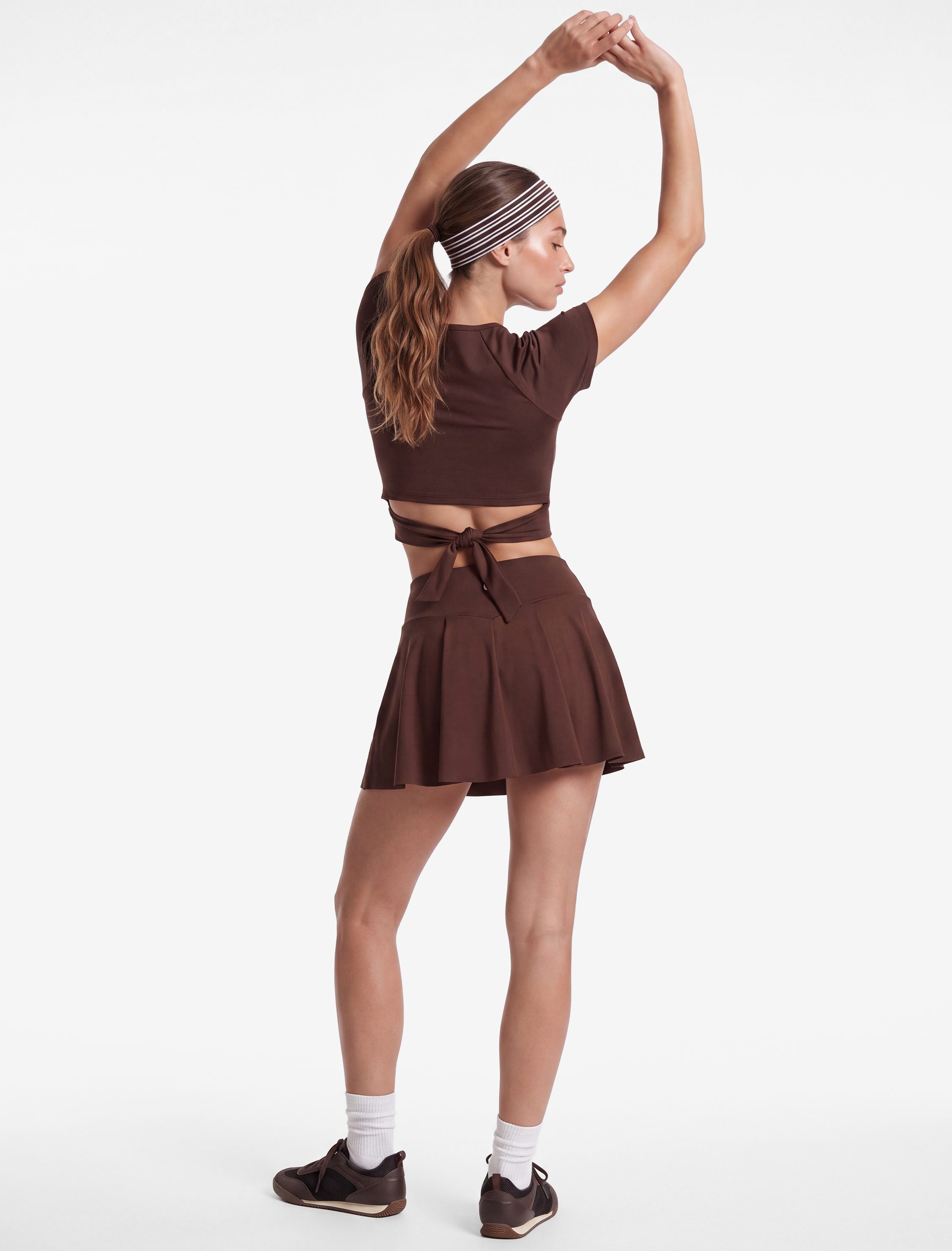   Bağlama Detaylı Slim Fit Bisiklet Yaka Kısa Kollu Crop Spor Tişört