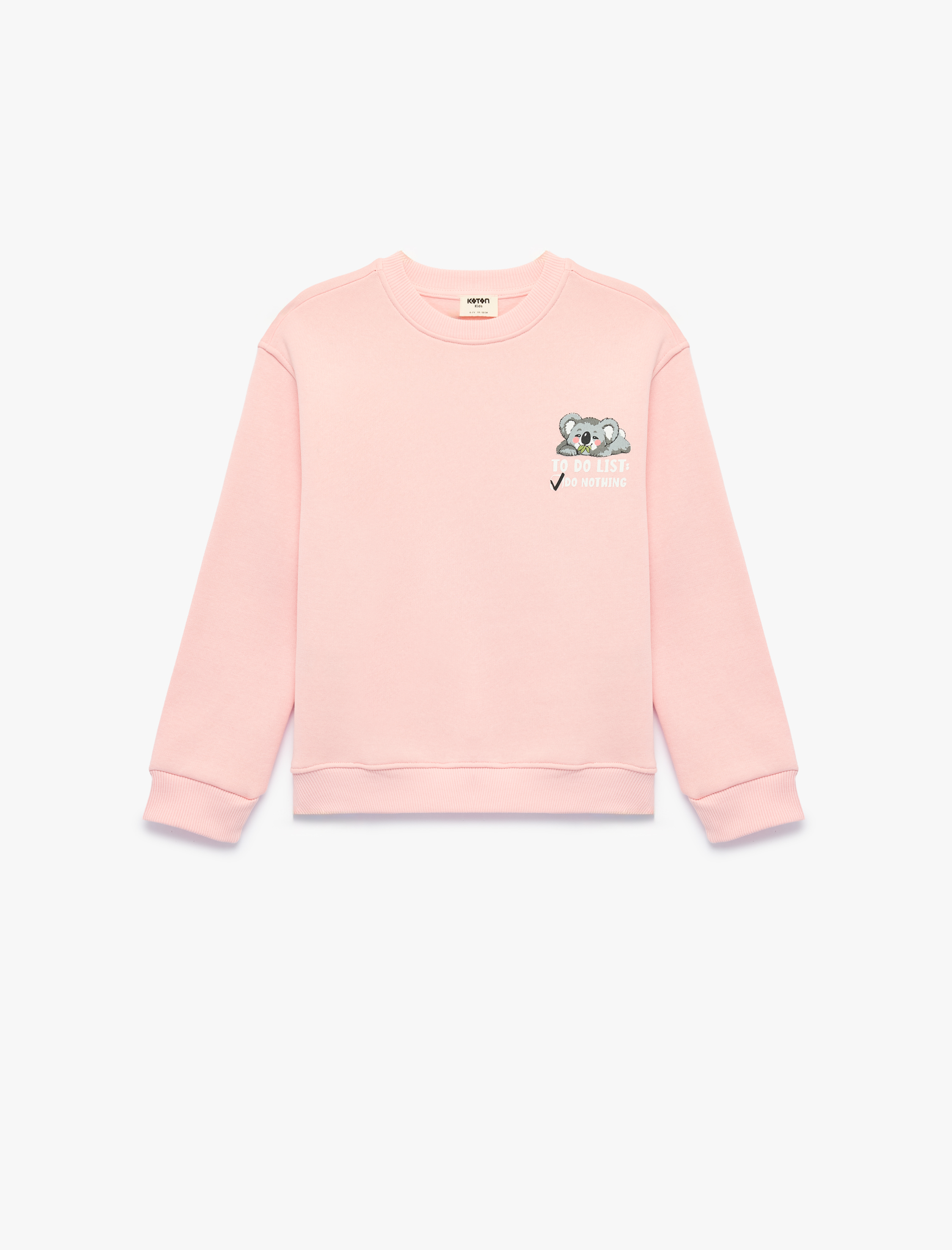  Kız Çocuk Üç İplik Şardonlu Bisiklet Yaka Uzun Kollu Koala Baskılı Sweatshirt