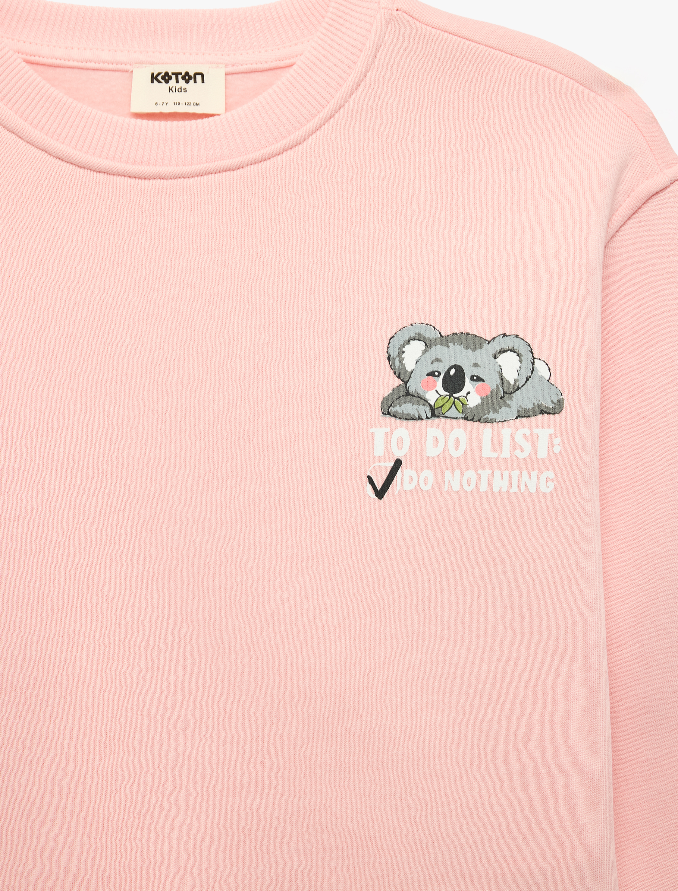 Kız Çocuk Üç İplik Şardonlu Bisiklet Yaka Uzun Kollu Koala Baskılı Sweatshirt