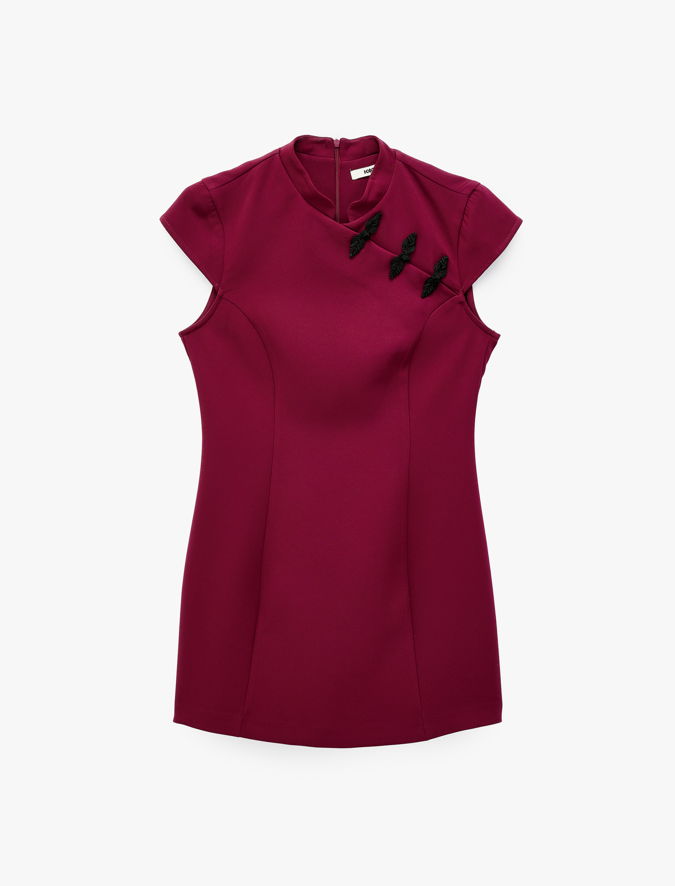   Hakim Yaka Kısa Kollu Regular Fit Nakış Detaylı Bodycon Mini Elbise