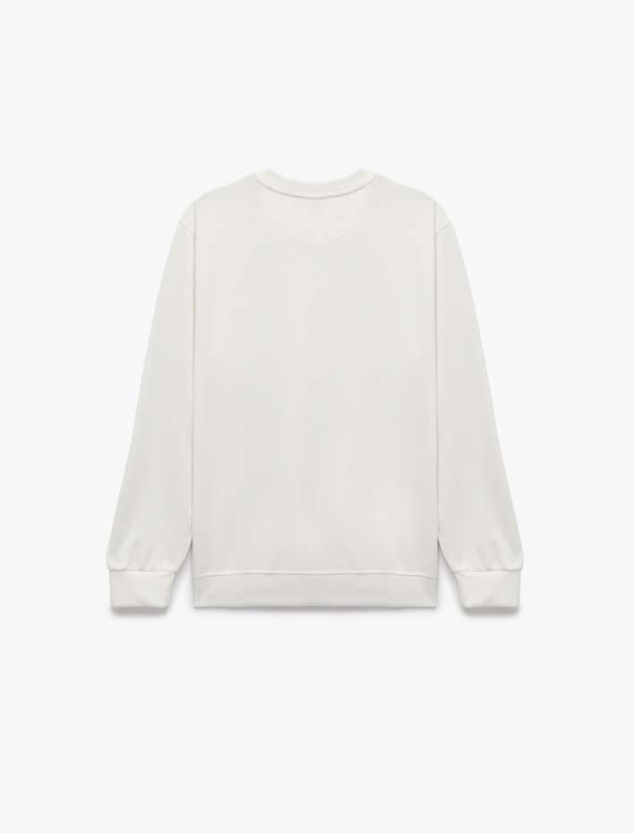  Uzun Kollu Viskon Karışımlı Scuba Kumaş Bisiklet Yaka Basic Sweatshirt