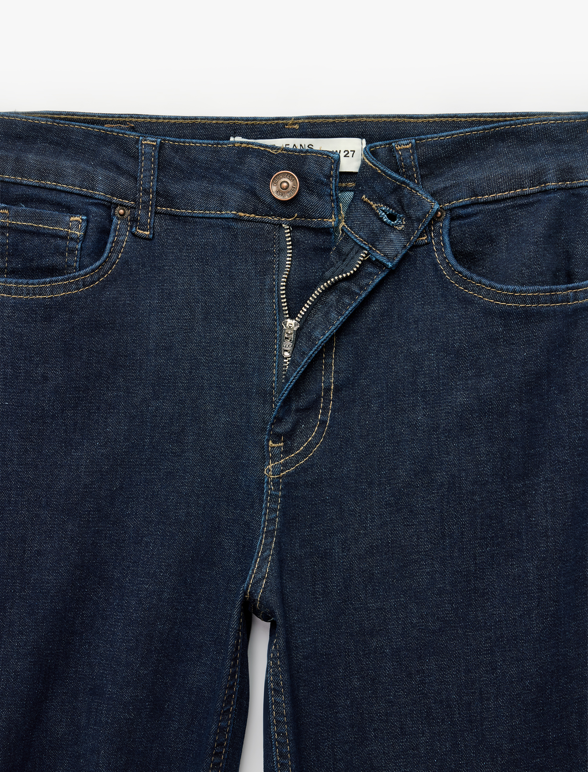   Düğmeli Yüksek Bel Dar Kesim Pamuklu İspanyol Paça Denim Pantolon - Flare Jeans