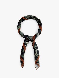 Kuş Desenli Saten Kare Fular Bandana